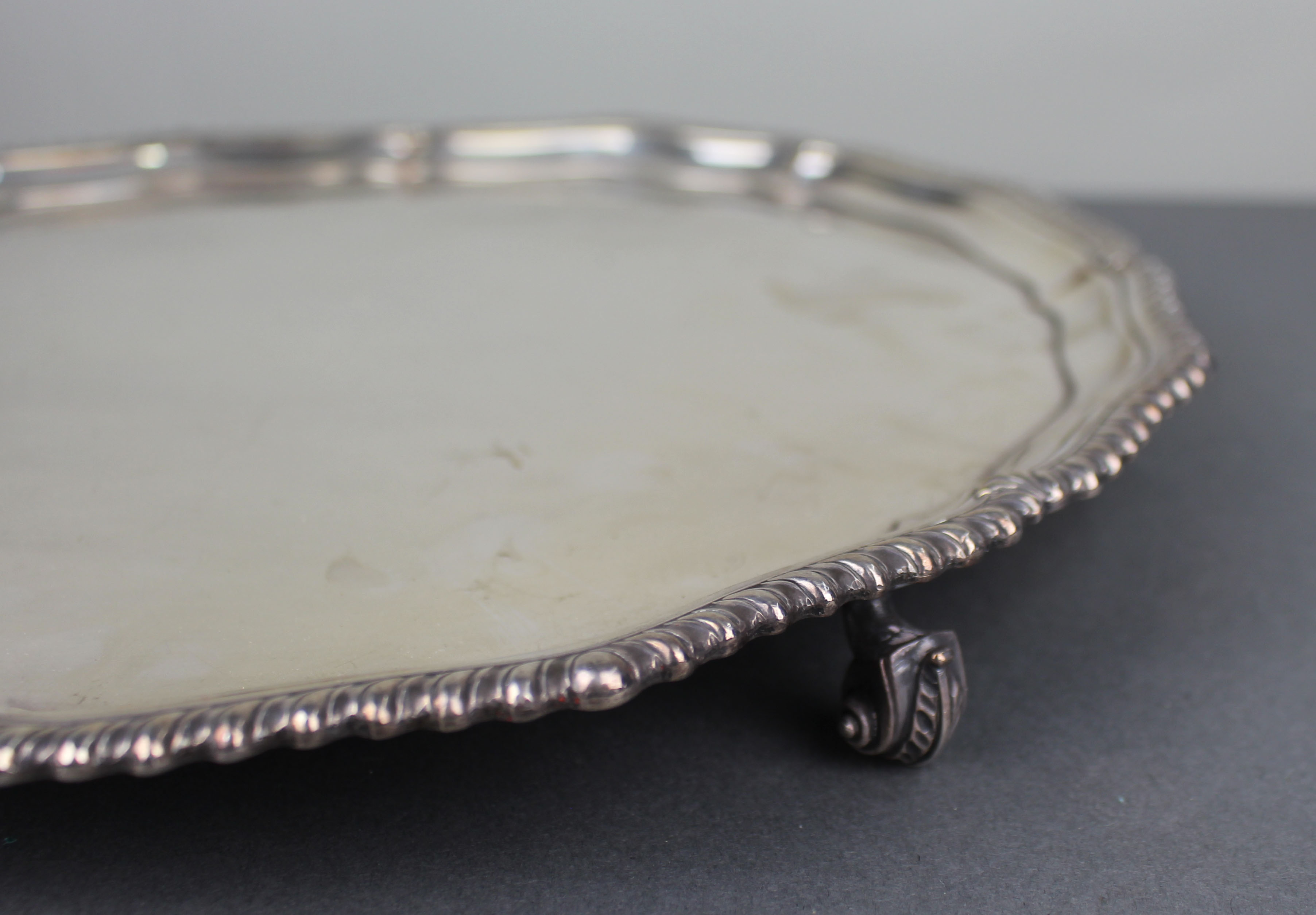 Antique Silver Plated Footed Serving Tray