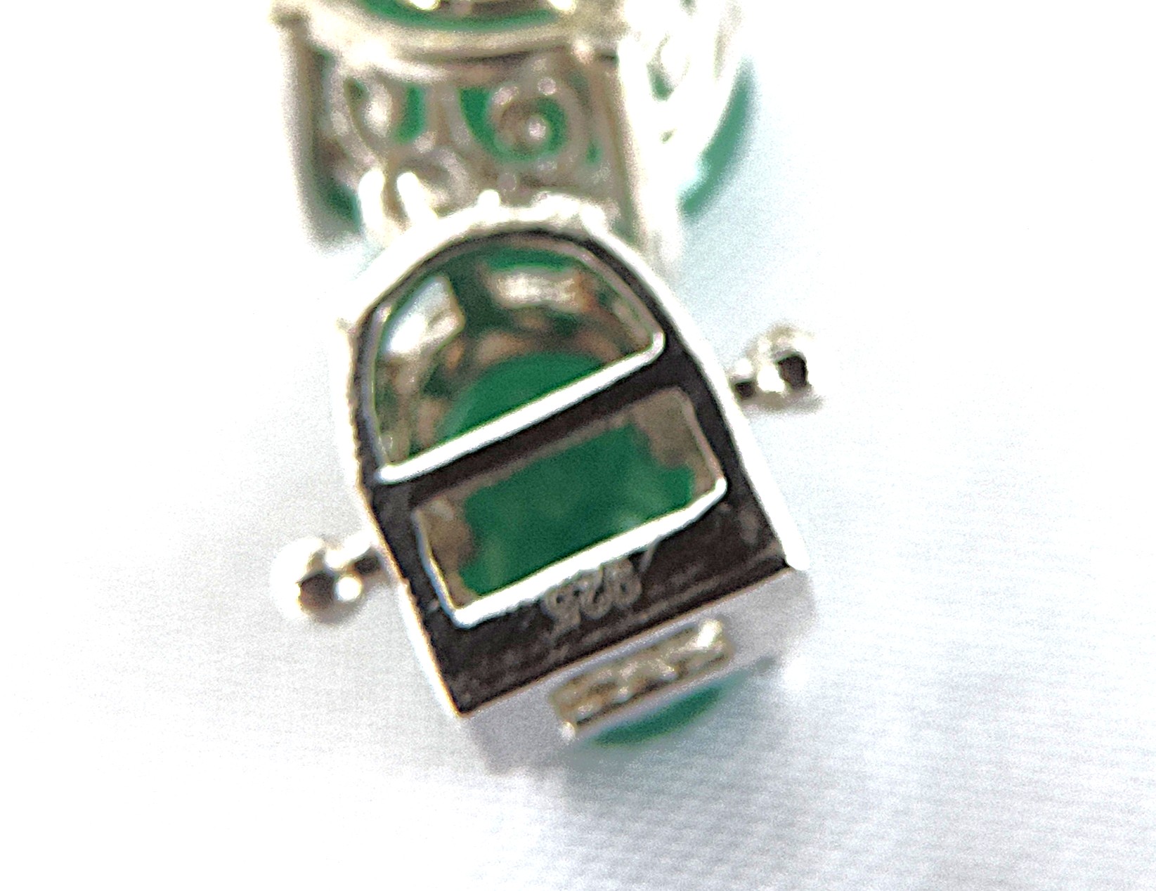 925 Silver 55.95 Carat Emerald Green Chrysoprase Gemstone Bracelet 'New'