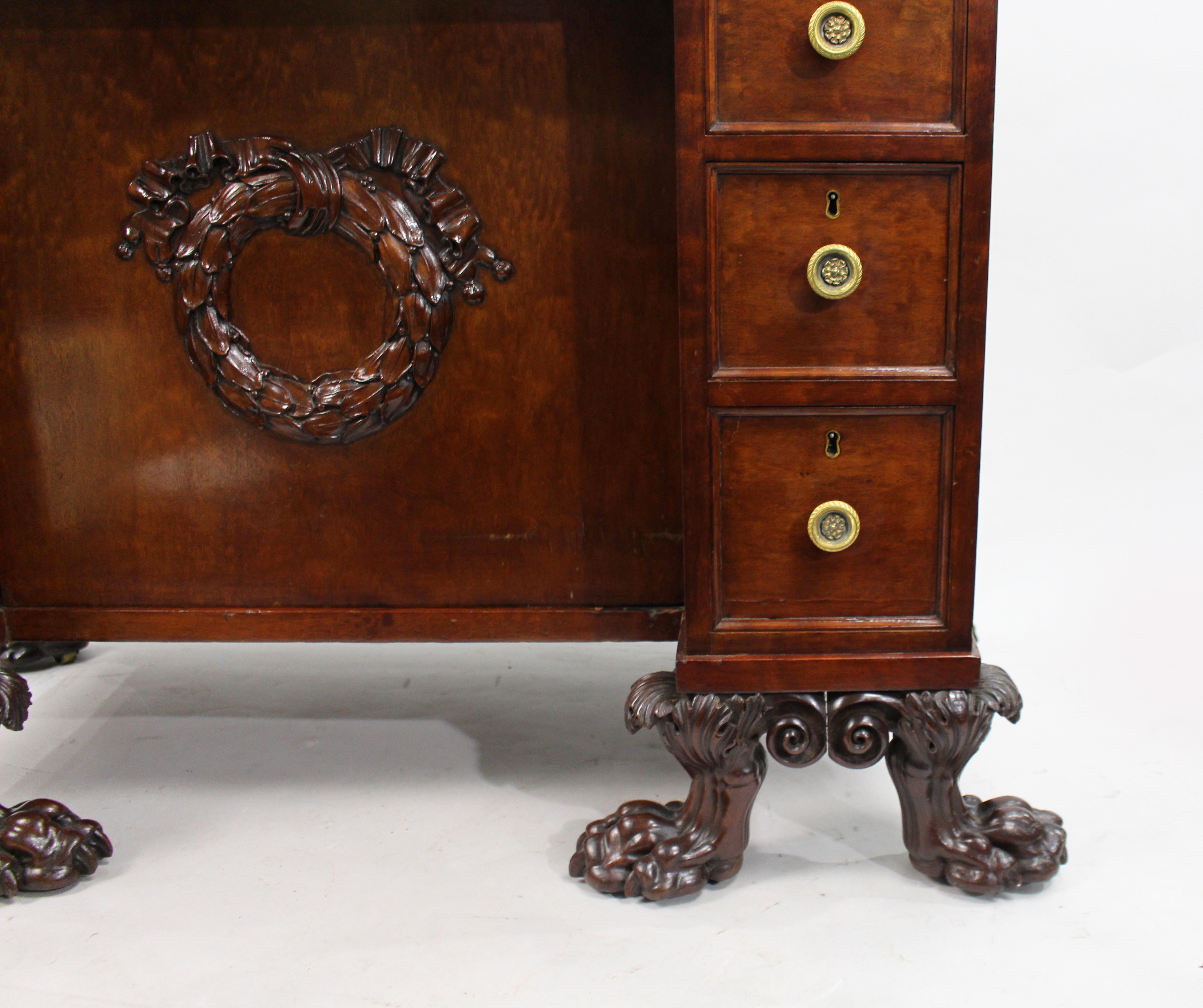 George III Mahogany Work Table with Carved Paw Feet, c.1790