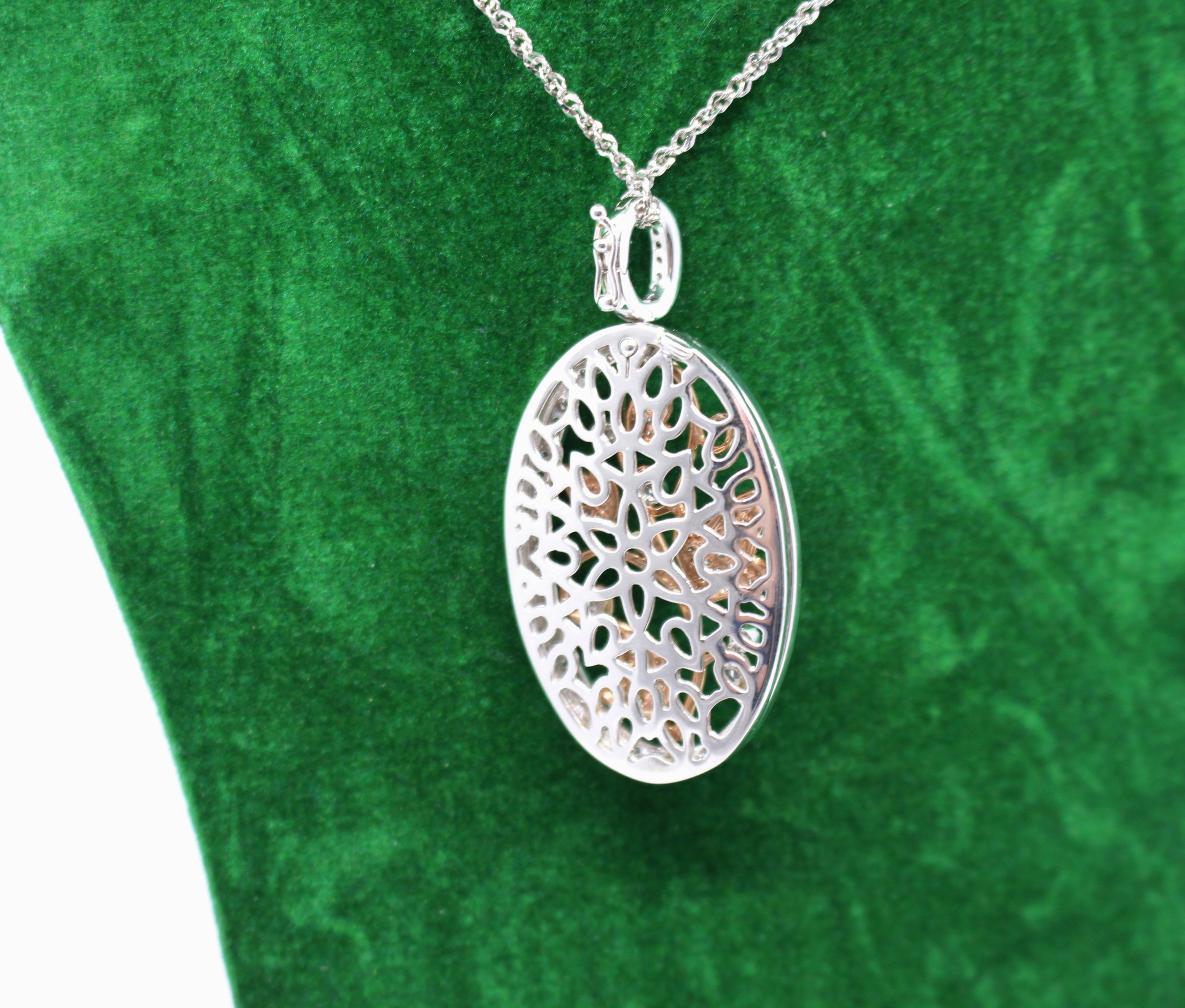 Diamond & 14ct Gold Oval Locket on Chain