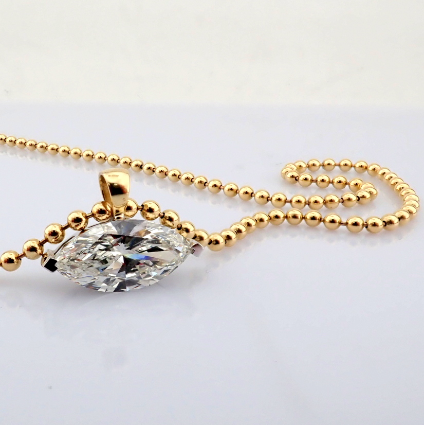 Marquise Cut Lab-Grown Diamond Necklace - 3.91 Total Carat (IGI Certified)