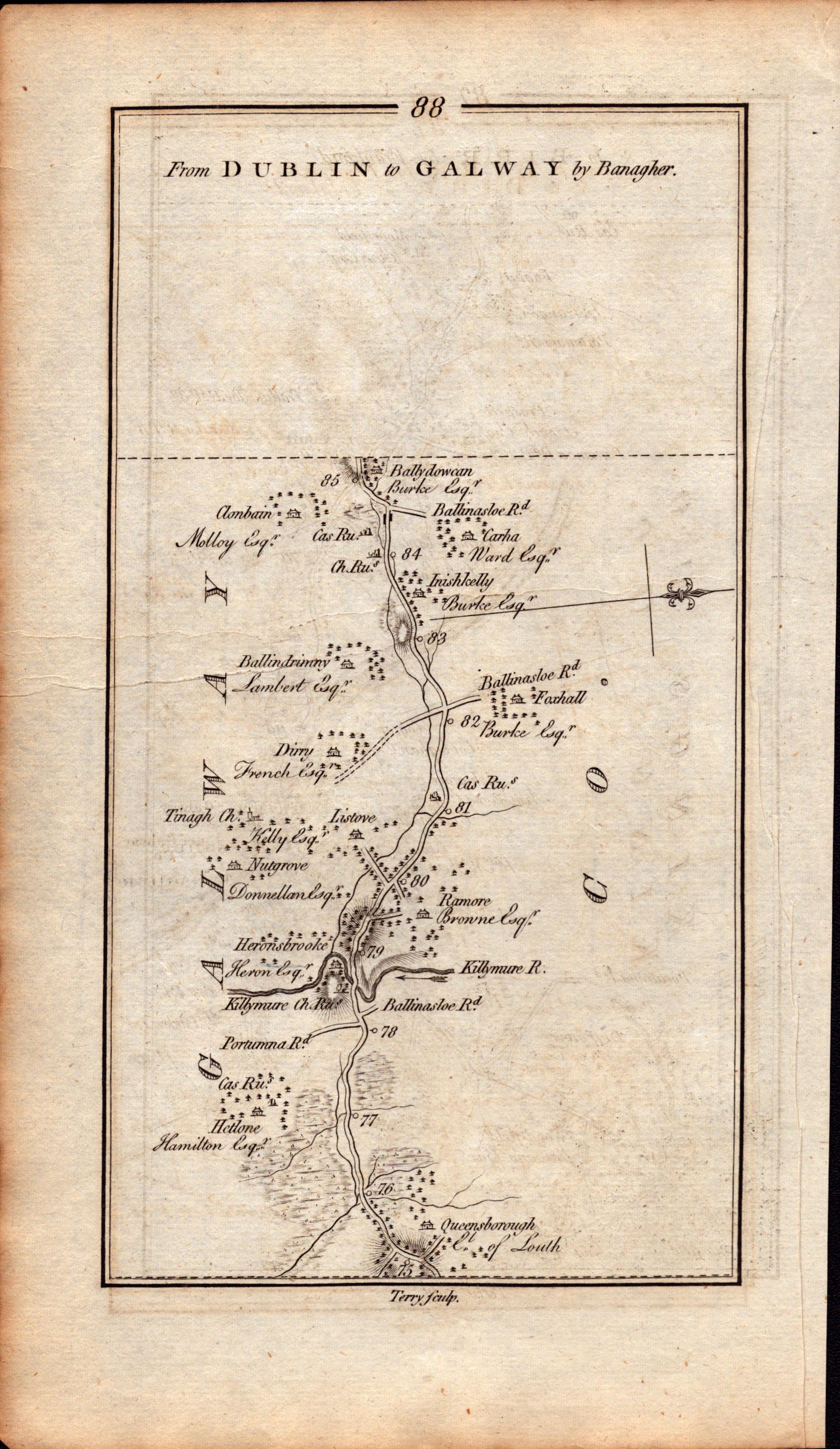 Ireland Rare Antique 1777 Map Galway Offaly Birr Banagher Ramore.