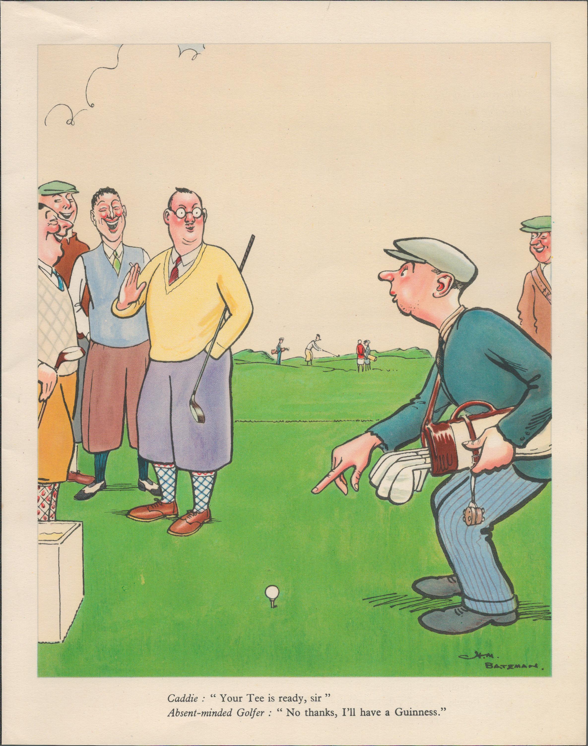 Double Sided Guinness Print 1937 "Cricket & Golf"A Genuine Double Sided Lithographed Colour