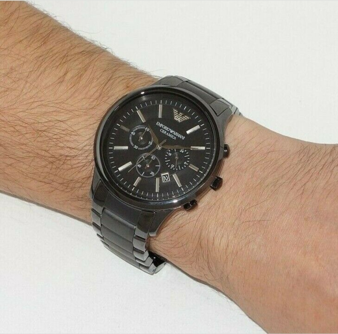Emporio Armani AR1451 Men's Ceramica Black Ceramic Bracelet Quartz Chronograph Watch