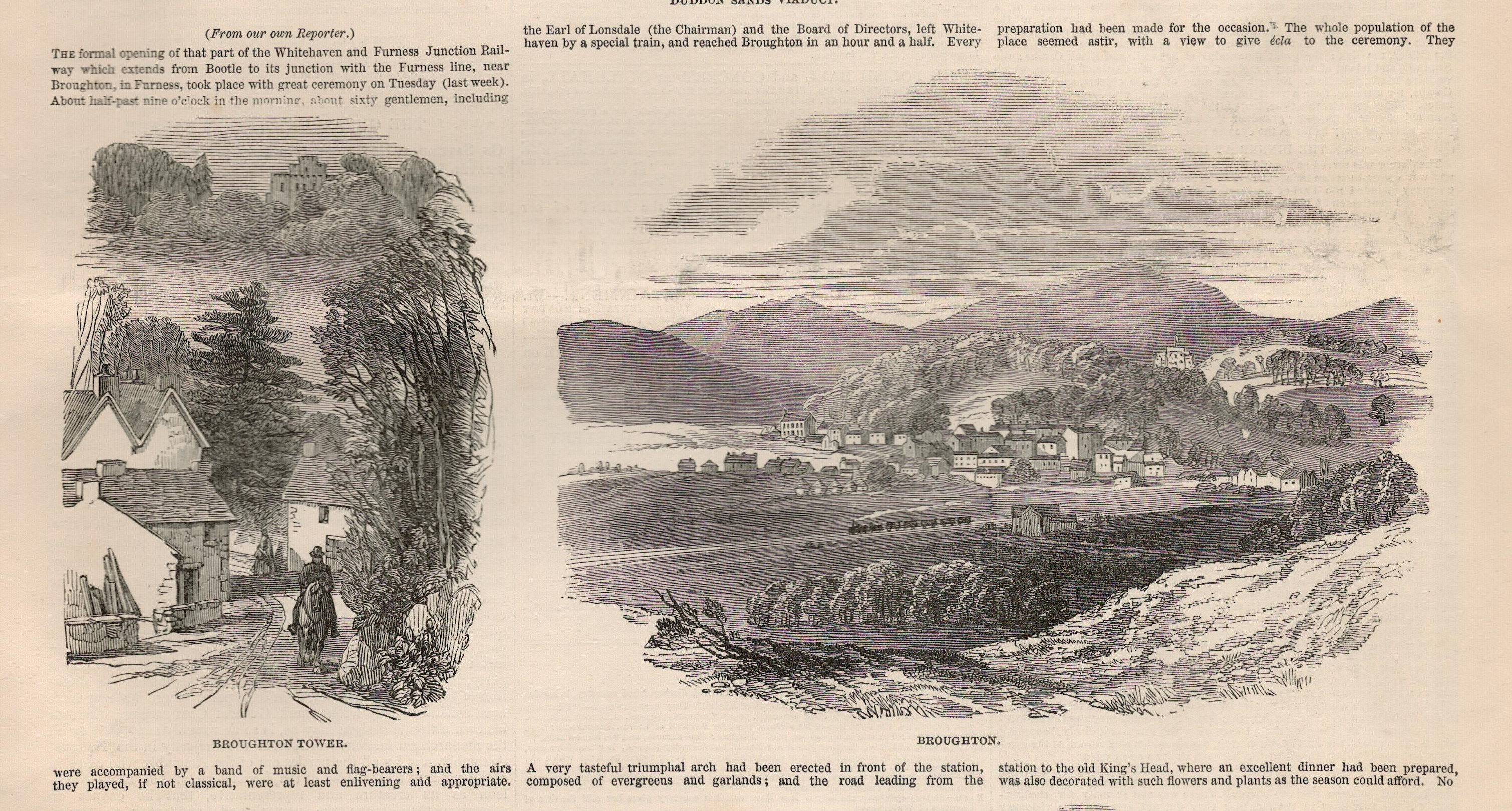 Opening Whitehaven & Furnace Railway Junction 1847Antique Complete Edition The Illustrated News