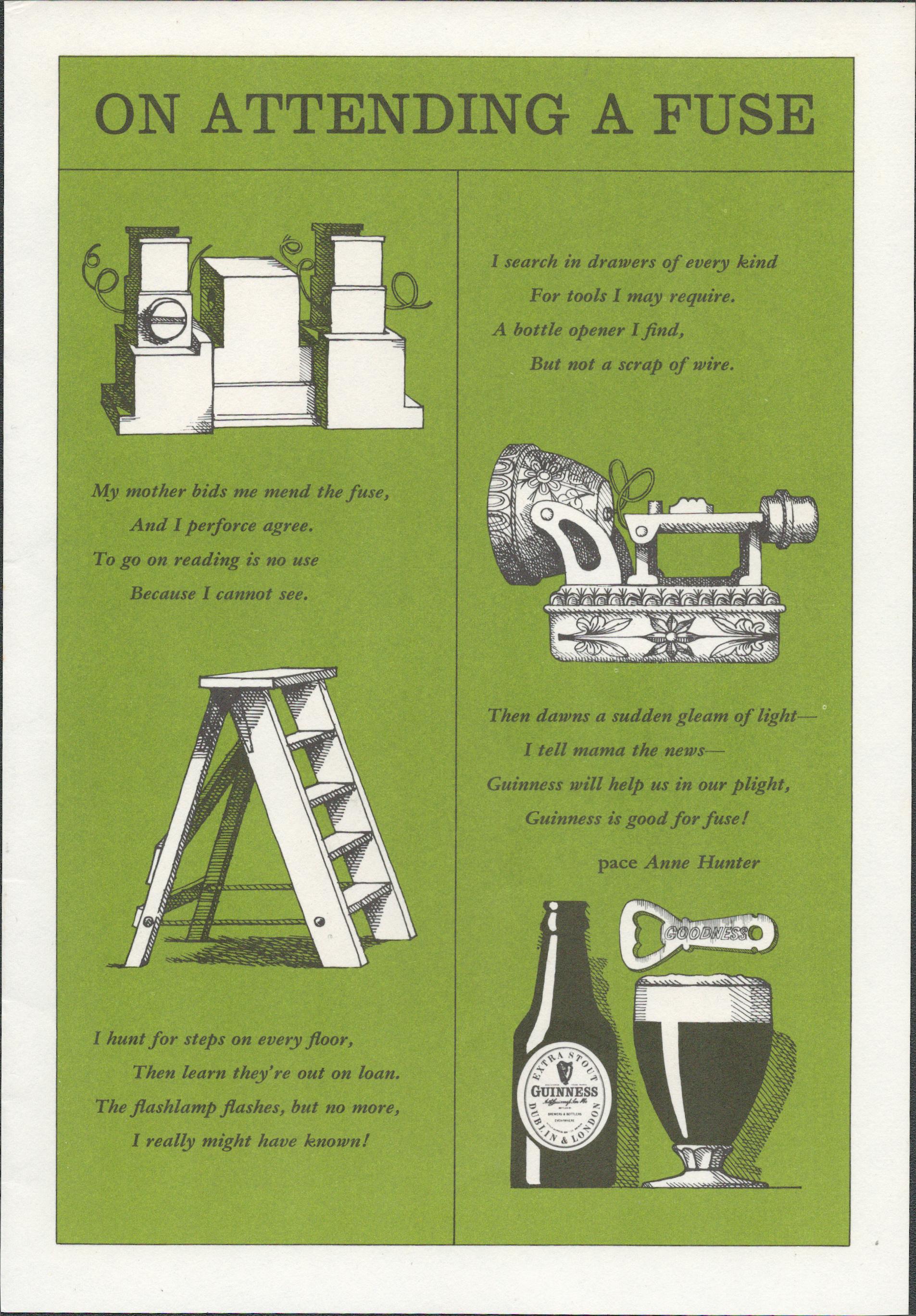 Double Sided Guinness Illustration Page 1964 "Changing A Fuse"A Genuine Double Sided Lithographed