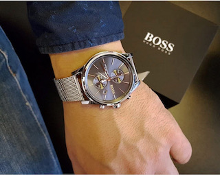Hugo Boss 1513440 Men's Jet Silver Mesh Band Chronograph Watch