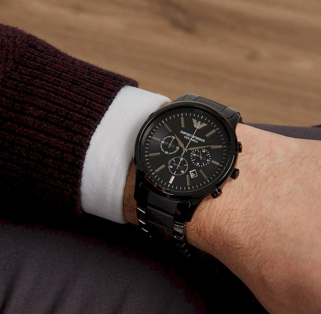 Emporio Armani AR1451 Men's Ceramica Black Ceramic Bracelet Quartz Chronograph Watch