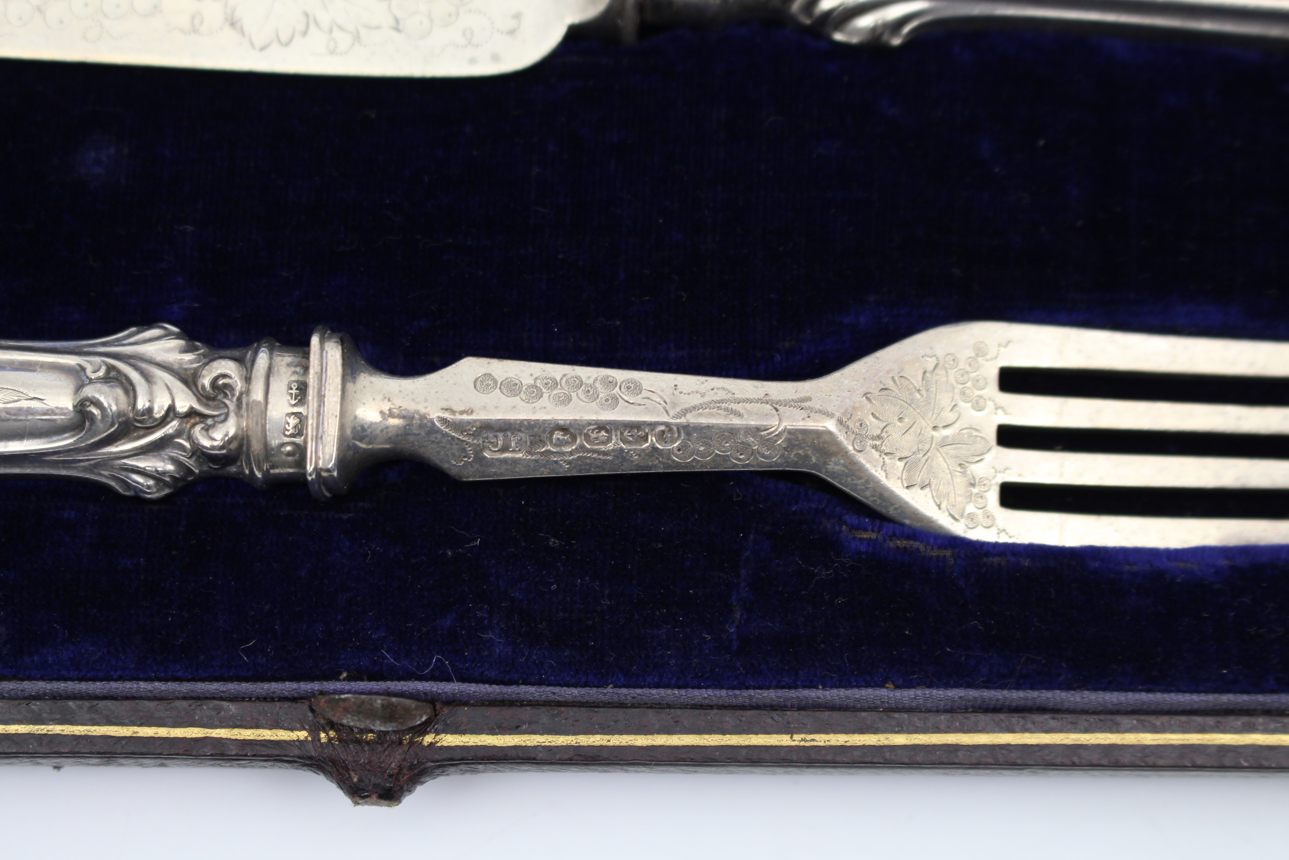 Victorian Silver Fish Knife and Fork Set, Joseph Gloster, Birmingham