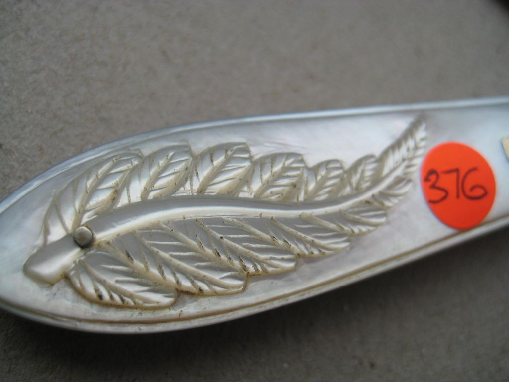 Rare Victorian Mother of Pearl Hafted Silver-Gilt Bladed Folding Fruit Knife, Sheffield 1874
