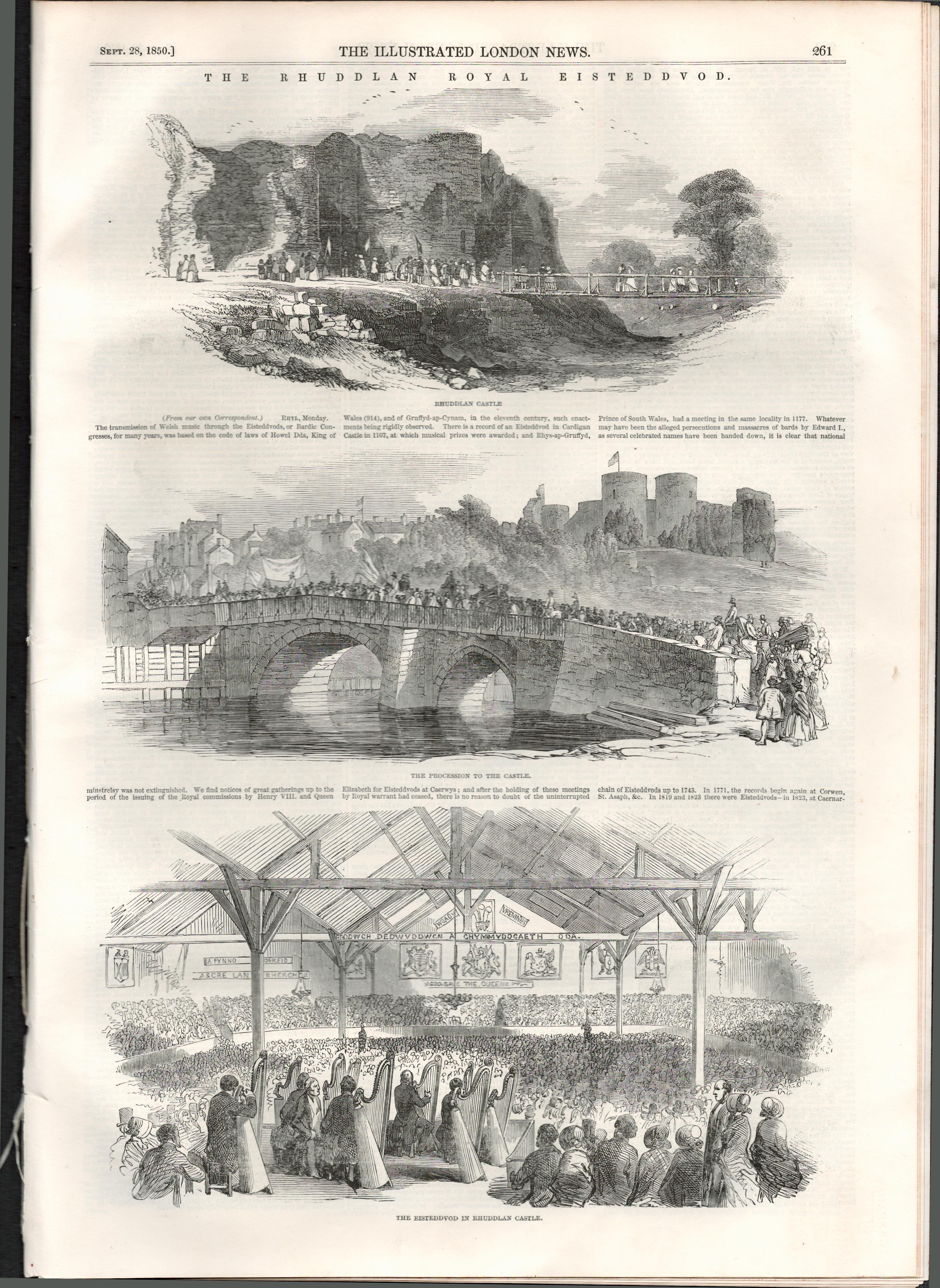 Welsh Rhuddlan Royal Eisteddvod Antique 1850 NewspaperAntique Complete Edition Of The Illustrated