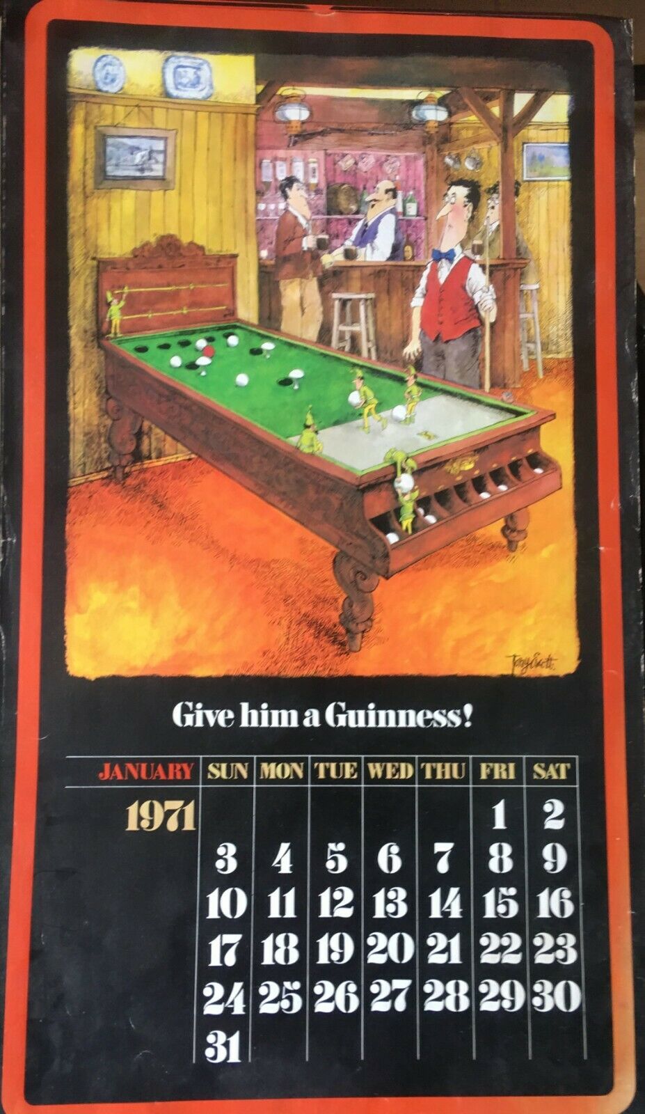 5 Vintage Original Months Guinness Calendars 1971-1981 Set 3Collection Of 5 Vintage Single