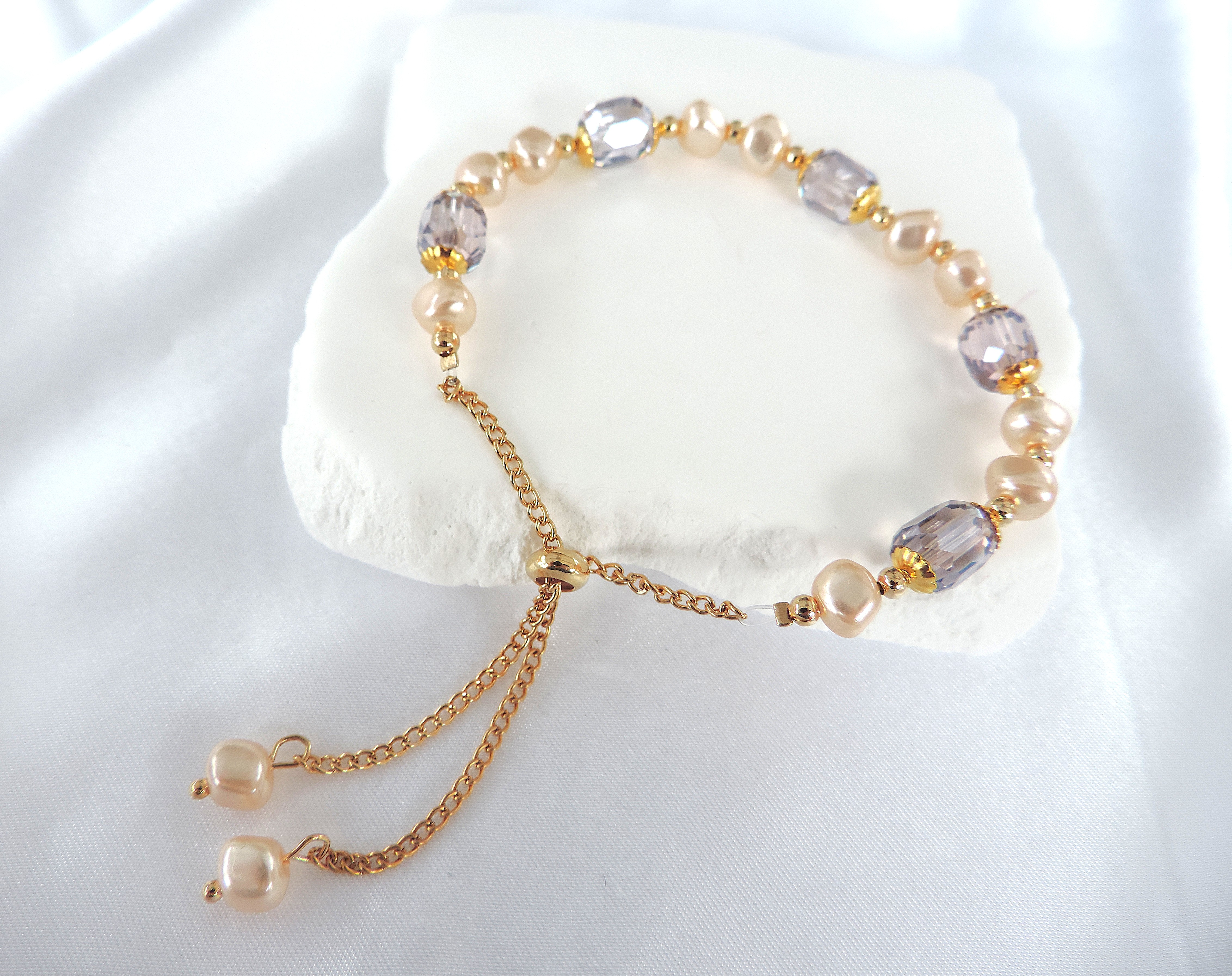 Crystal & Pearl Slider Bracelet 'New'