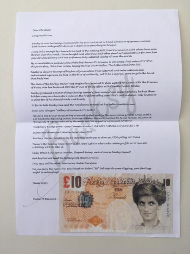 Banksy (British b.1974-) Original Banksy Di-Faced Tenner. Notting Hill Carnival 2004. Mint Condition