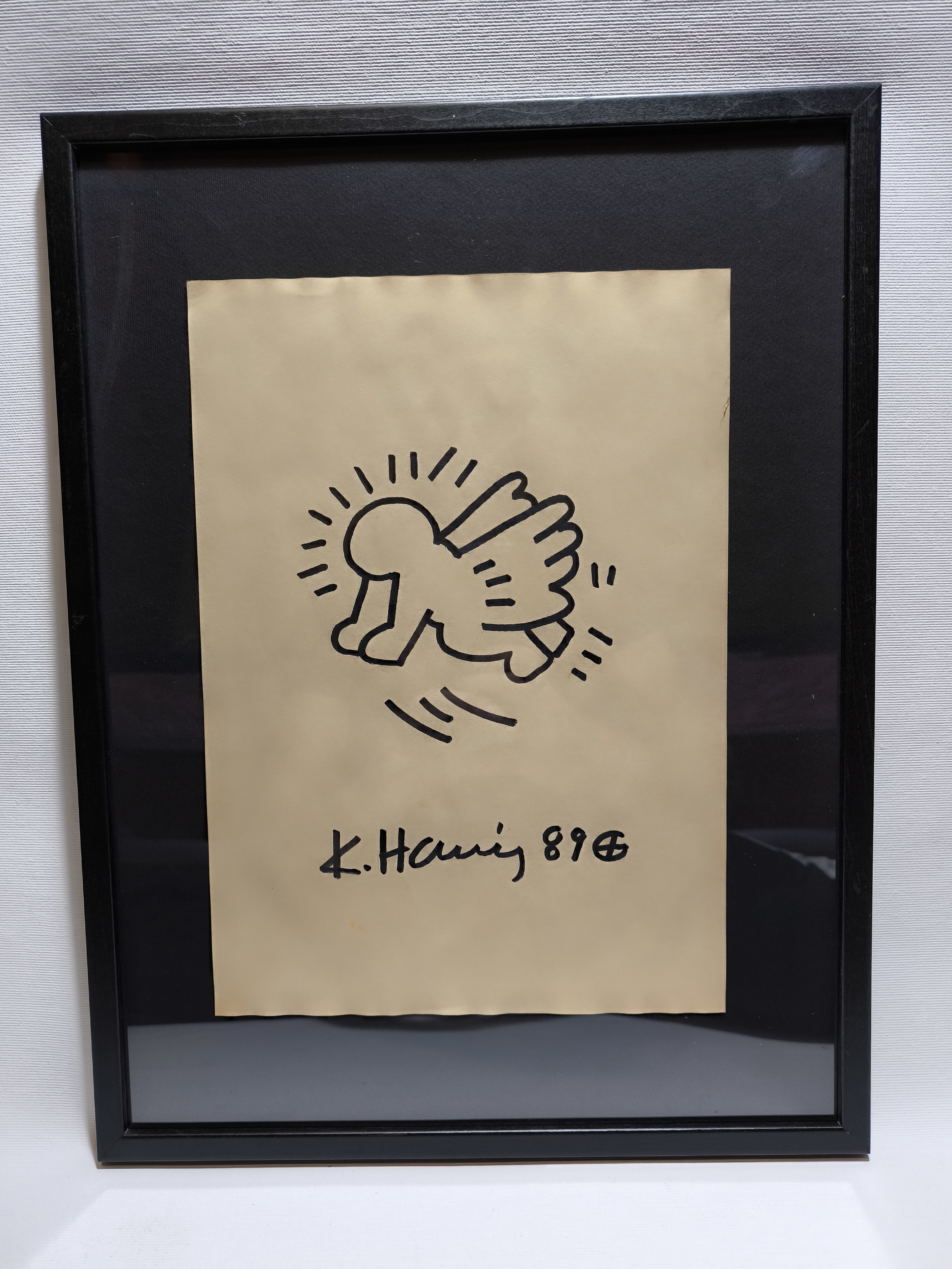 Vintage Keith Haring (attr) Marker Art Work by Haring Estate Signed