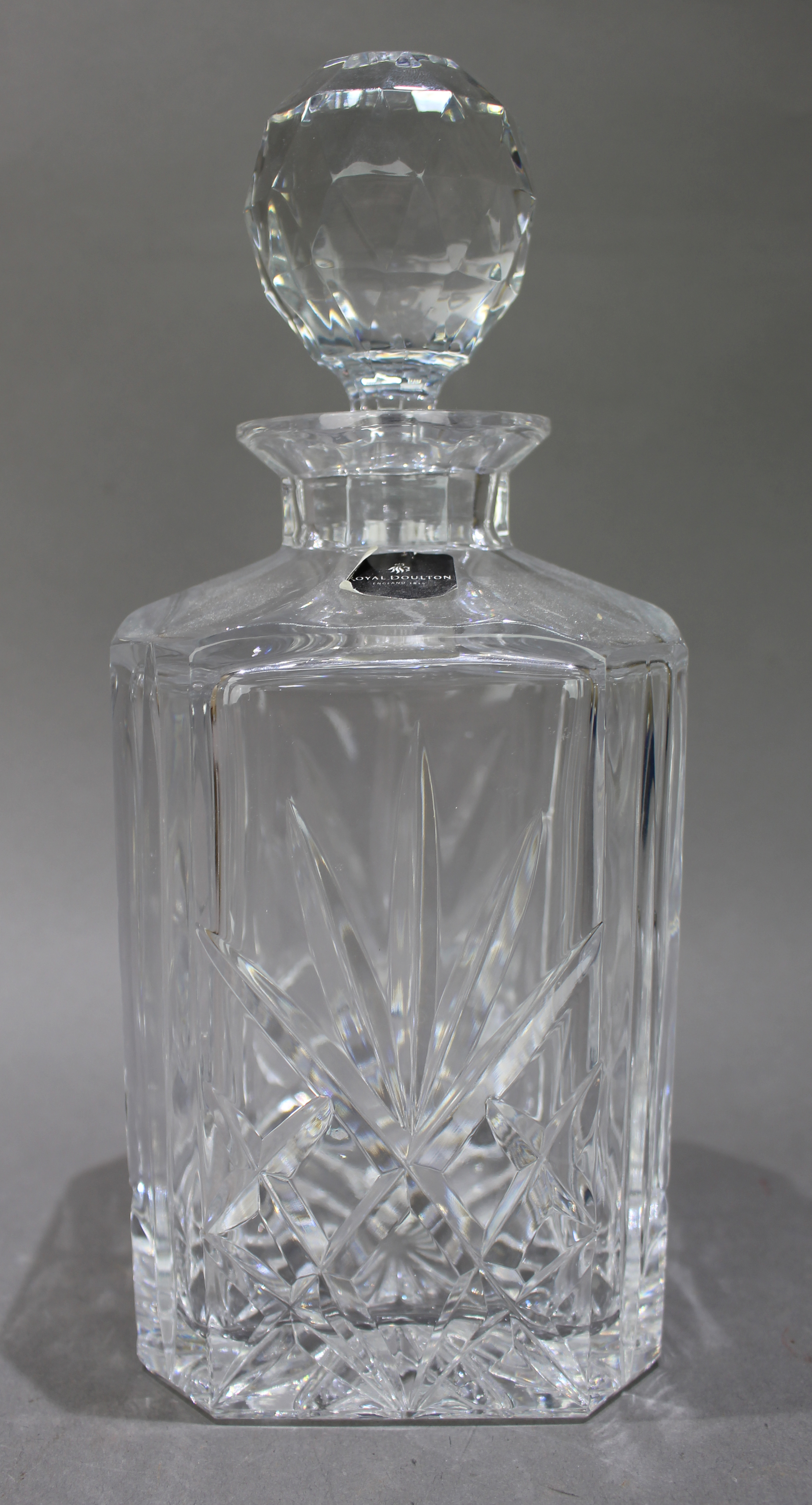 Vintage Royal Doulton Crystal Square Shaped Spirit Decanter