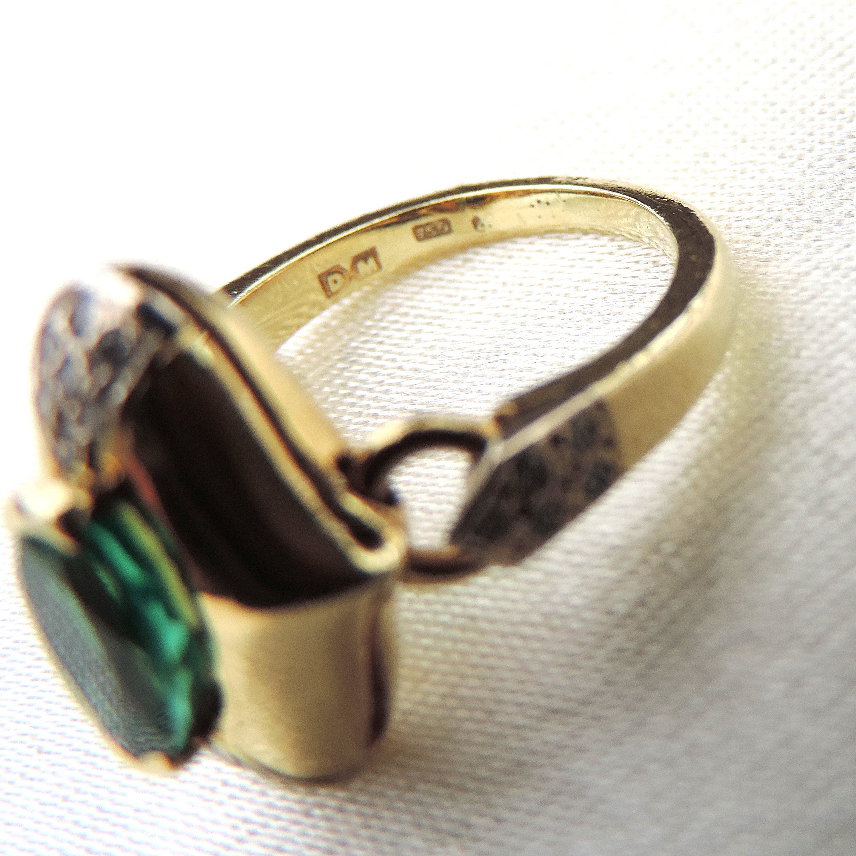 David Morris 18k Gold 1.24 Carat Emerald and Diamond Ring