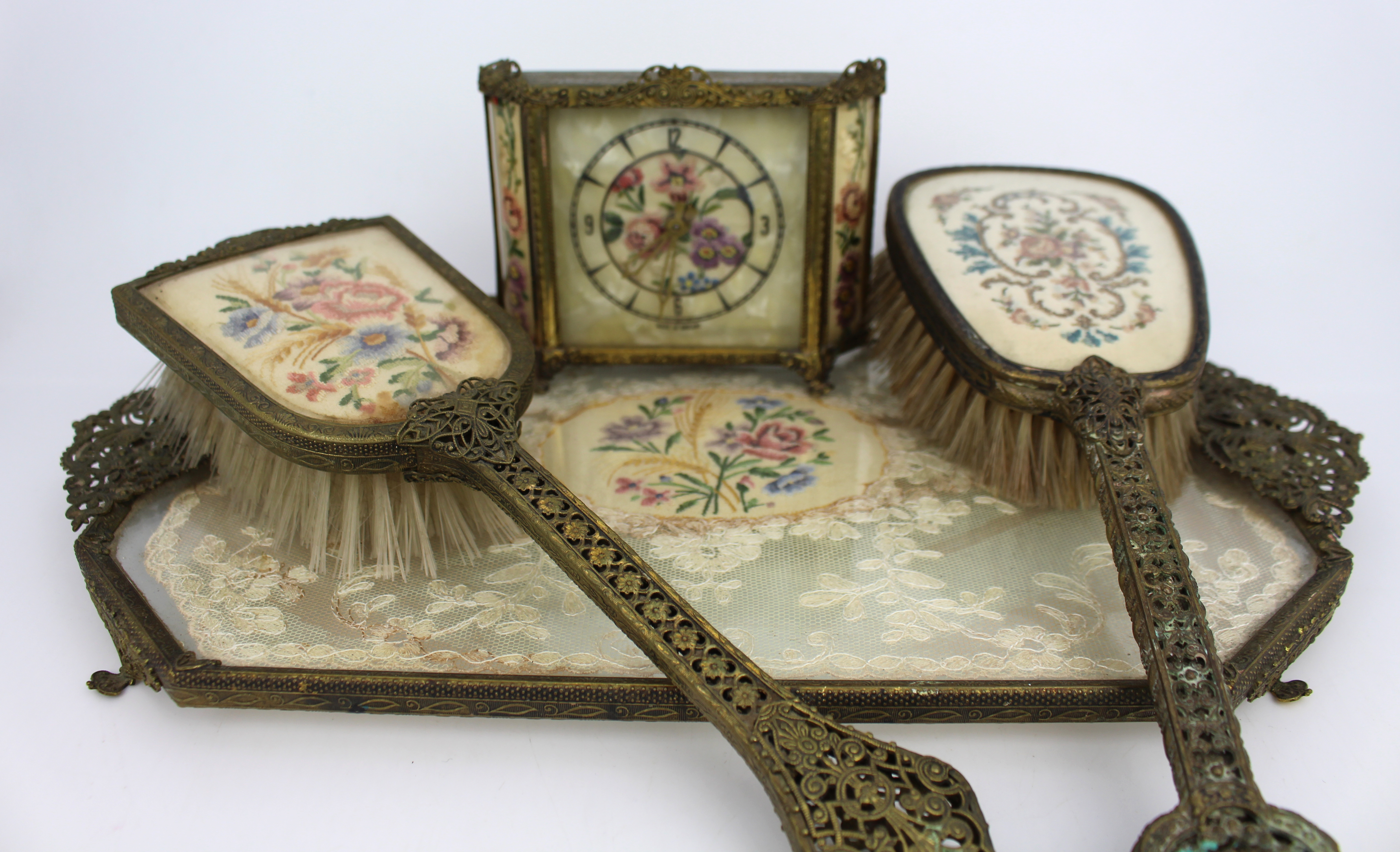 Vintage Petit Point Dressing Table Set