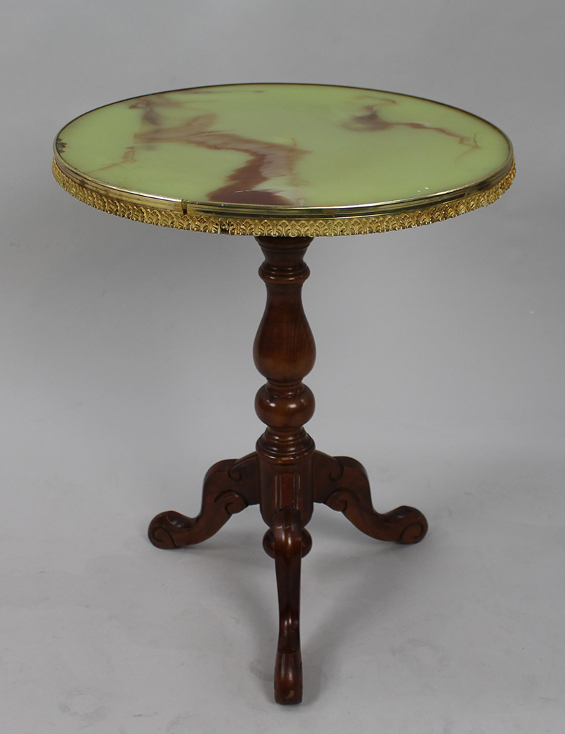 Vintage Tripod Table with Simulated Onyx Top