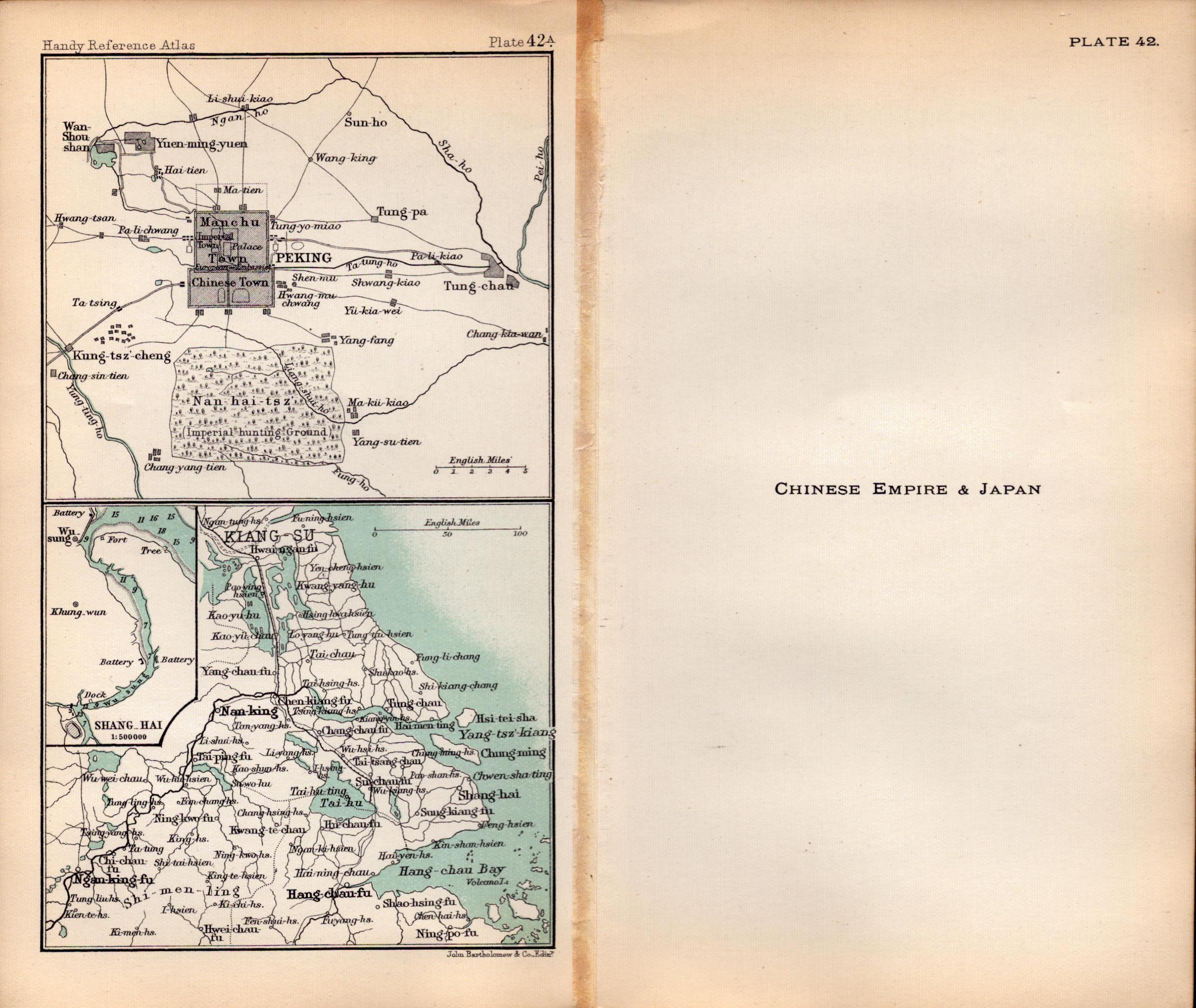 Chinese Empire & Japan Double Sided Antique 1896 Map.