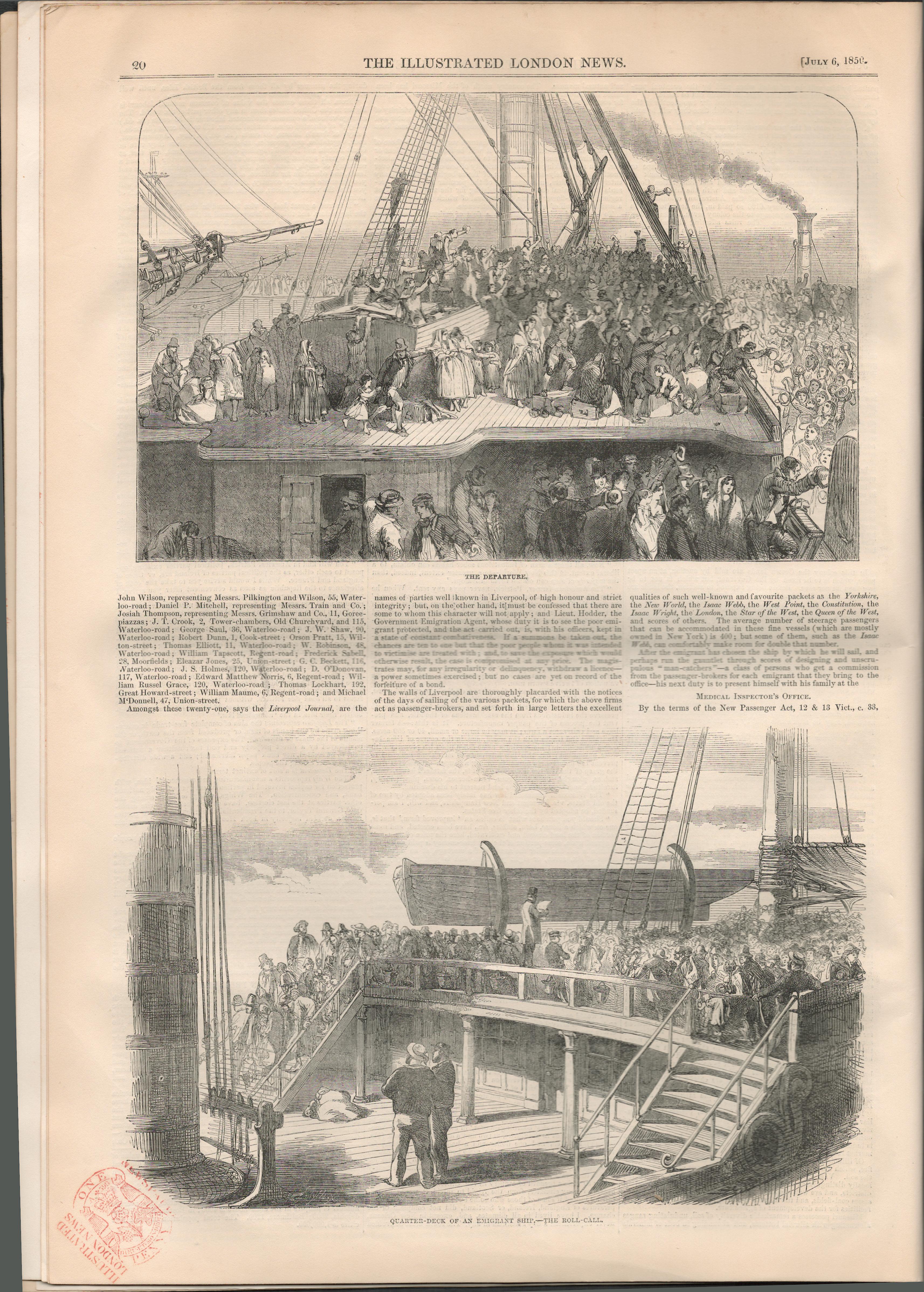 Irish Famine 1850 Newspaper 4 Out Of Every 5 People Emigrating Are IrishOriginal Antique Complete