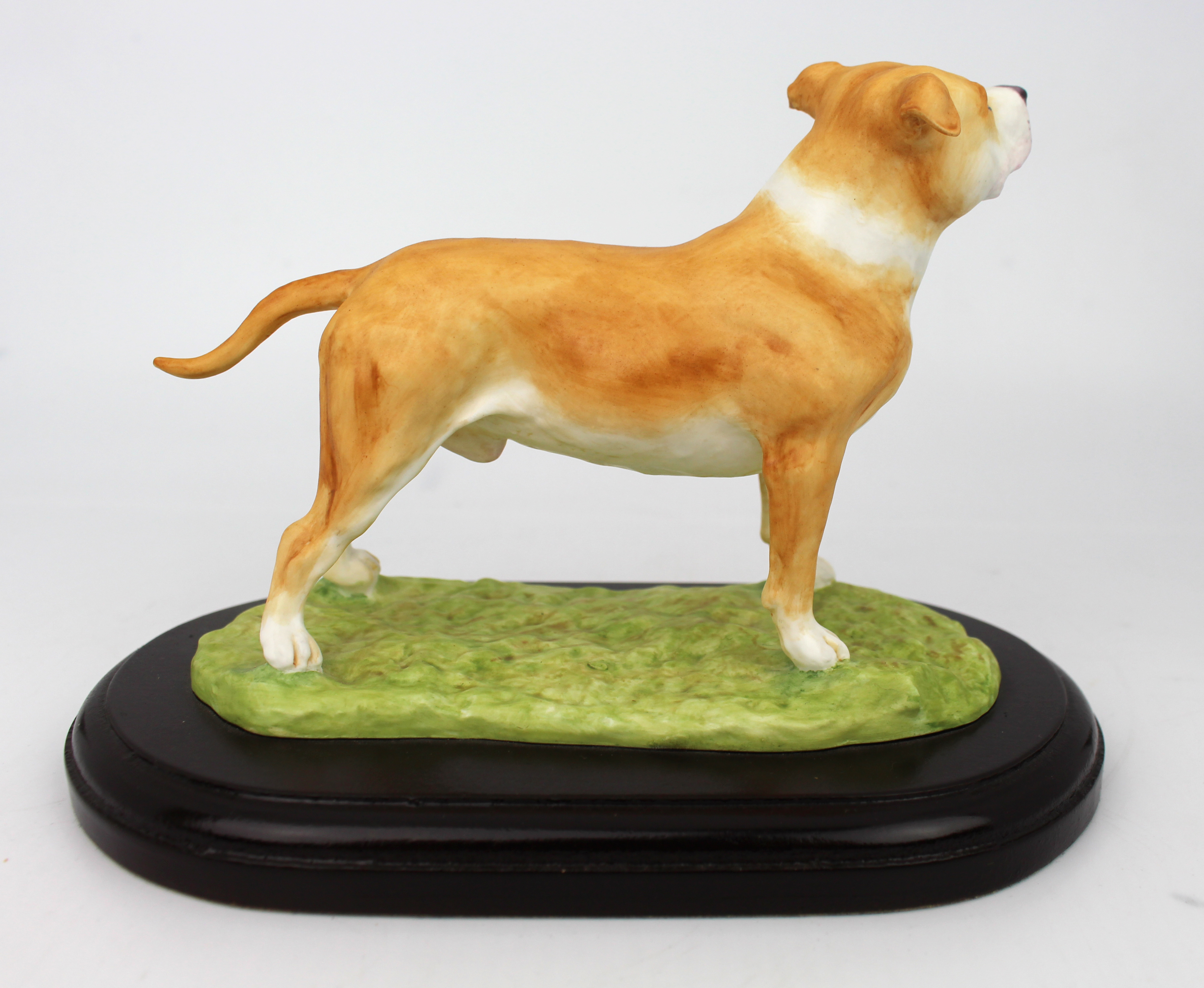Porcelain Bulldog Figure on Wooden Base