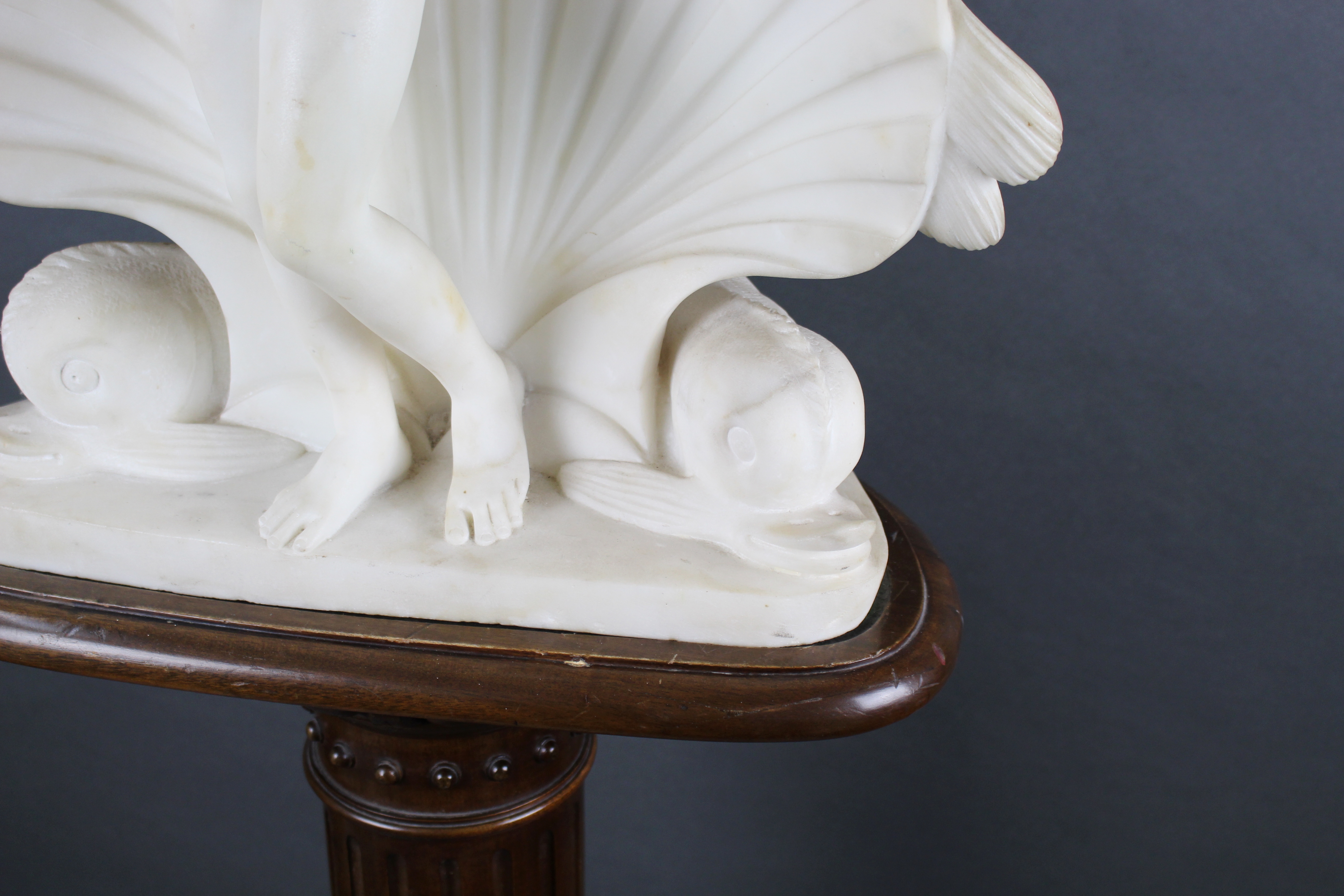 Fine 19th Century Marble Figure of Venus on Fluted Mahogany Pedestal