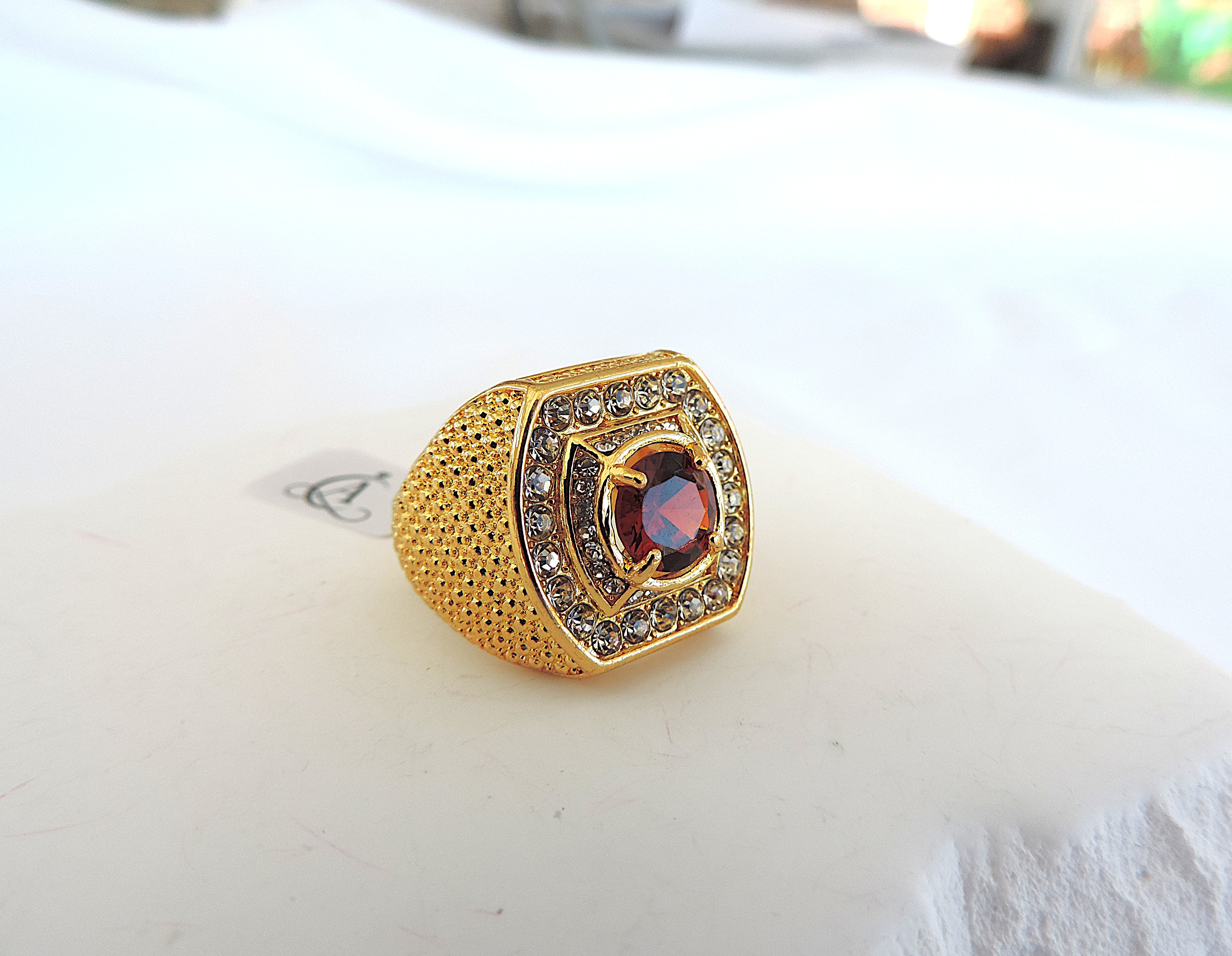 Aethon Men's 18k Gold Plated Zircon Ring