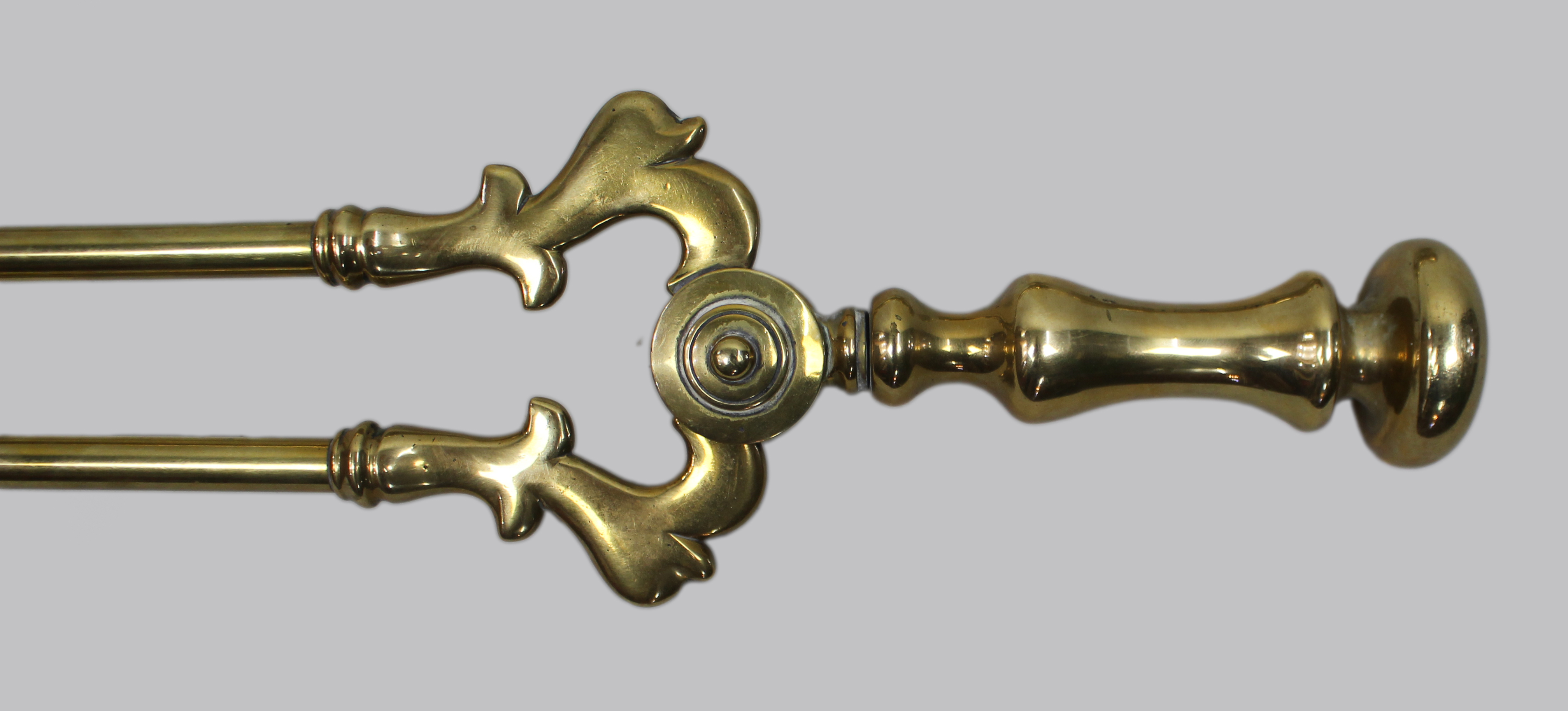 Antique Brass Fireplace Tool Set, English c.1900