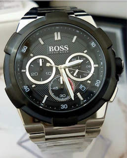 Hugo Boss 1513359 Men's Supernova Black Dial Silver Bracelet Chronograph Watch