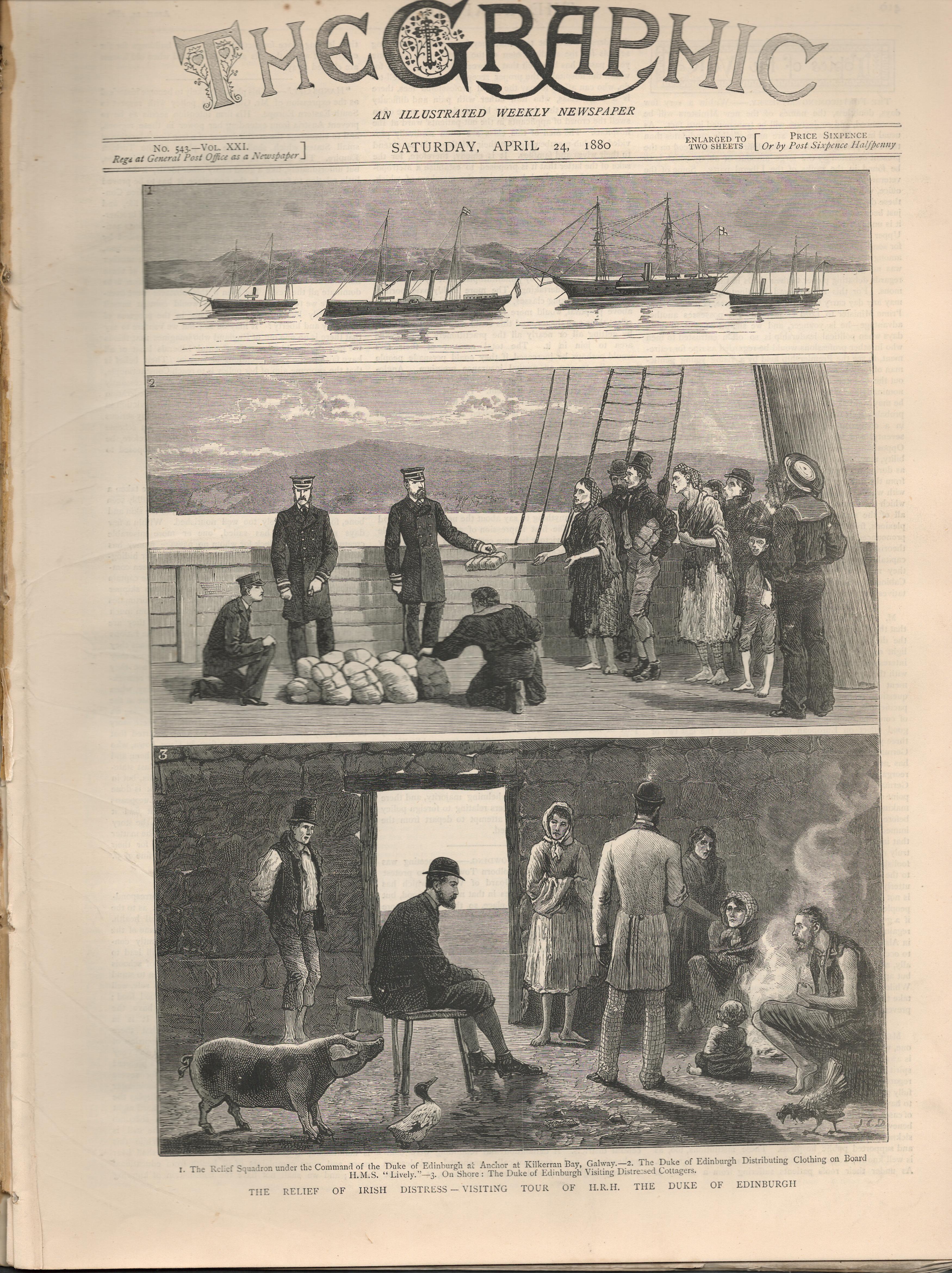 1880 The Famine & Distress West Of Ireland Killkerran Bay GalwayOriginal Antique Complete 1880