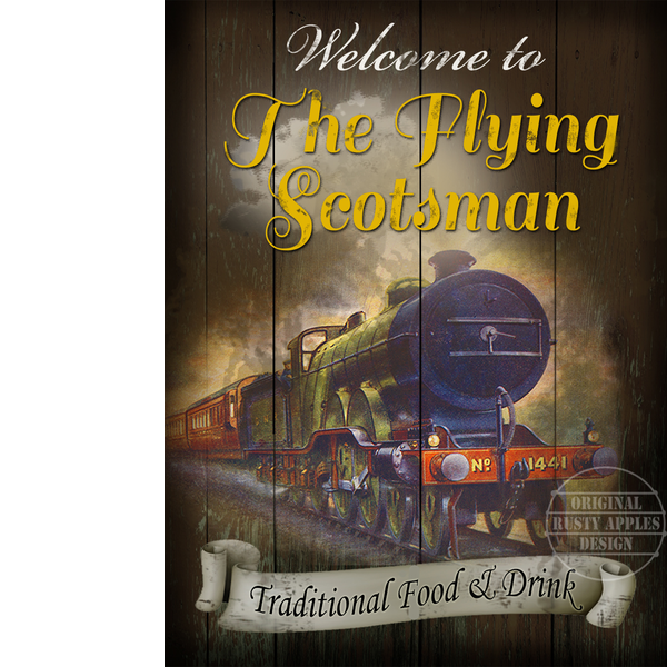 Vintage Style Reproduction Large Metal Pub Sign "The Flying Scotsman"Approx Size 16" x 12" (