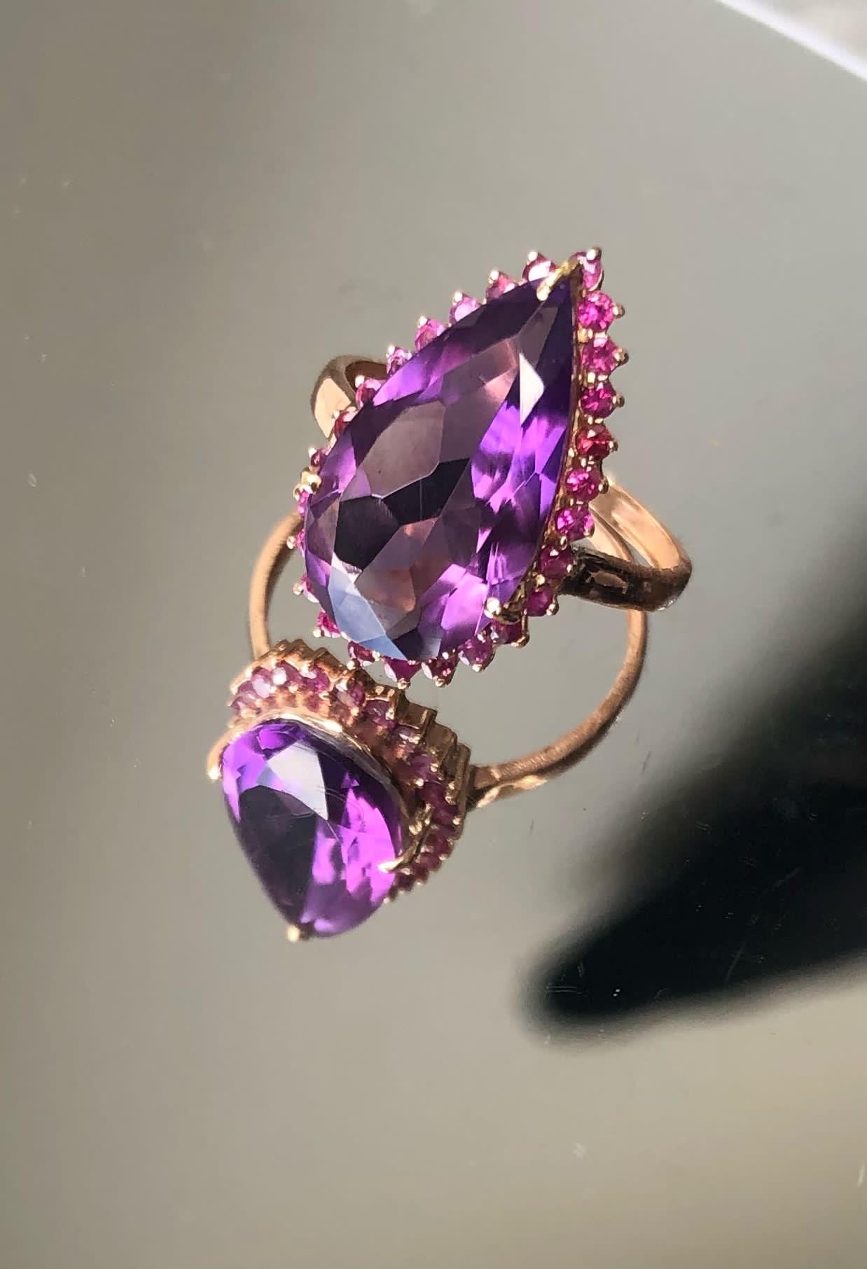 Beautiful Natural Amethyst 4.55Ct With Natural Burma Ruby & 18k White Gold