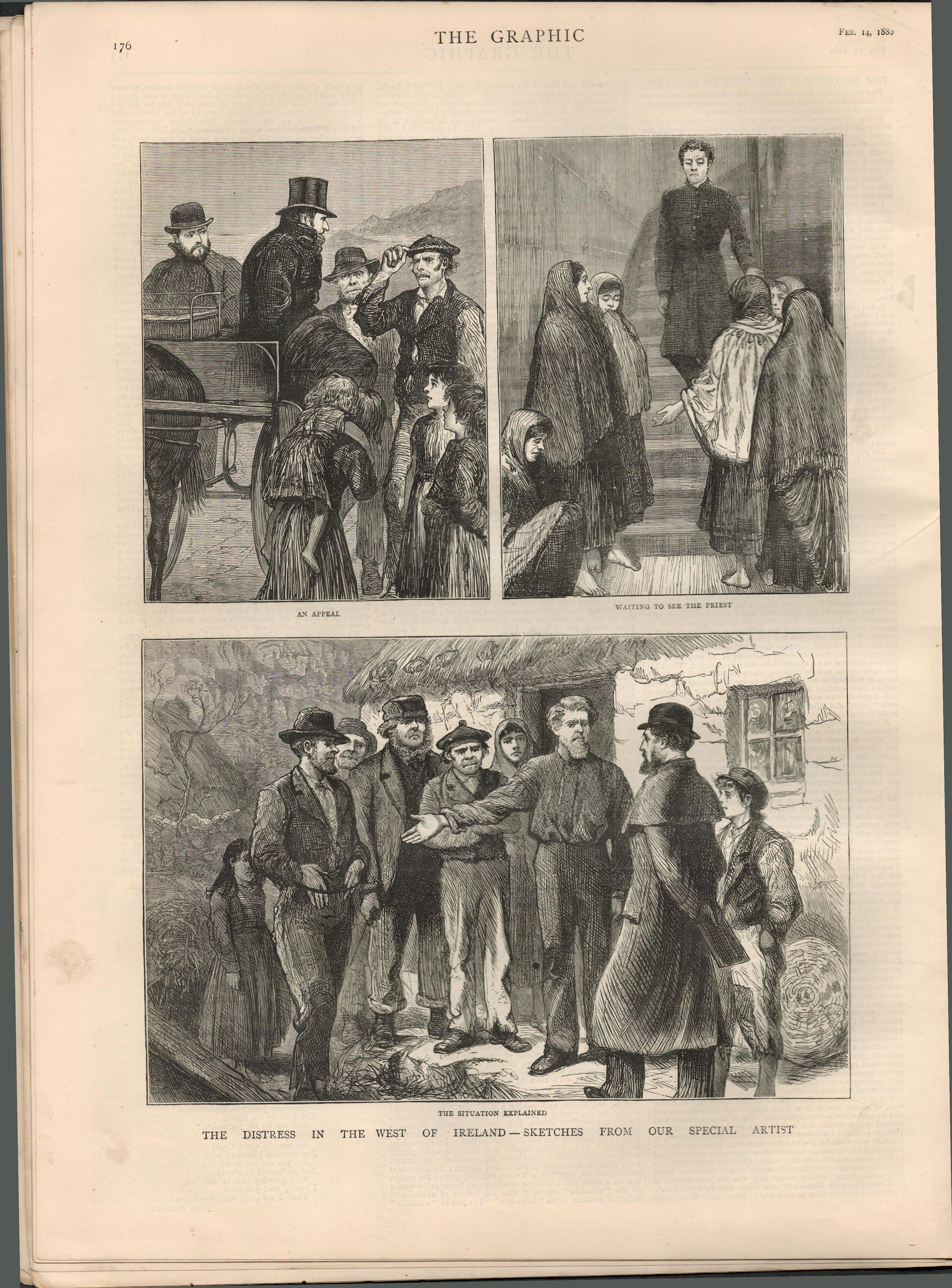 1880 Famine & Distress West Of Ireland Irish Women Looking For HelpOriginal Antique Complete 1880