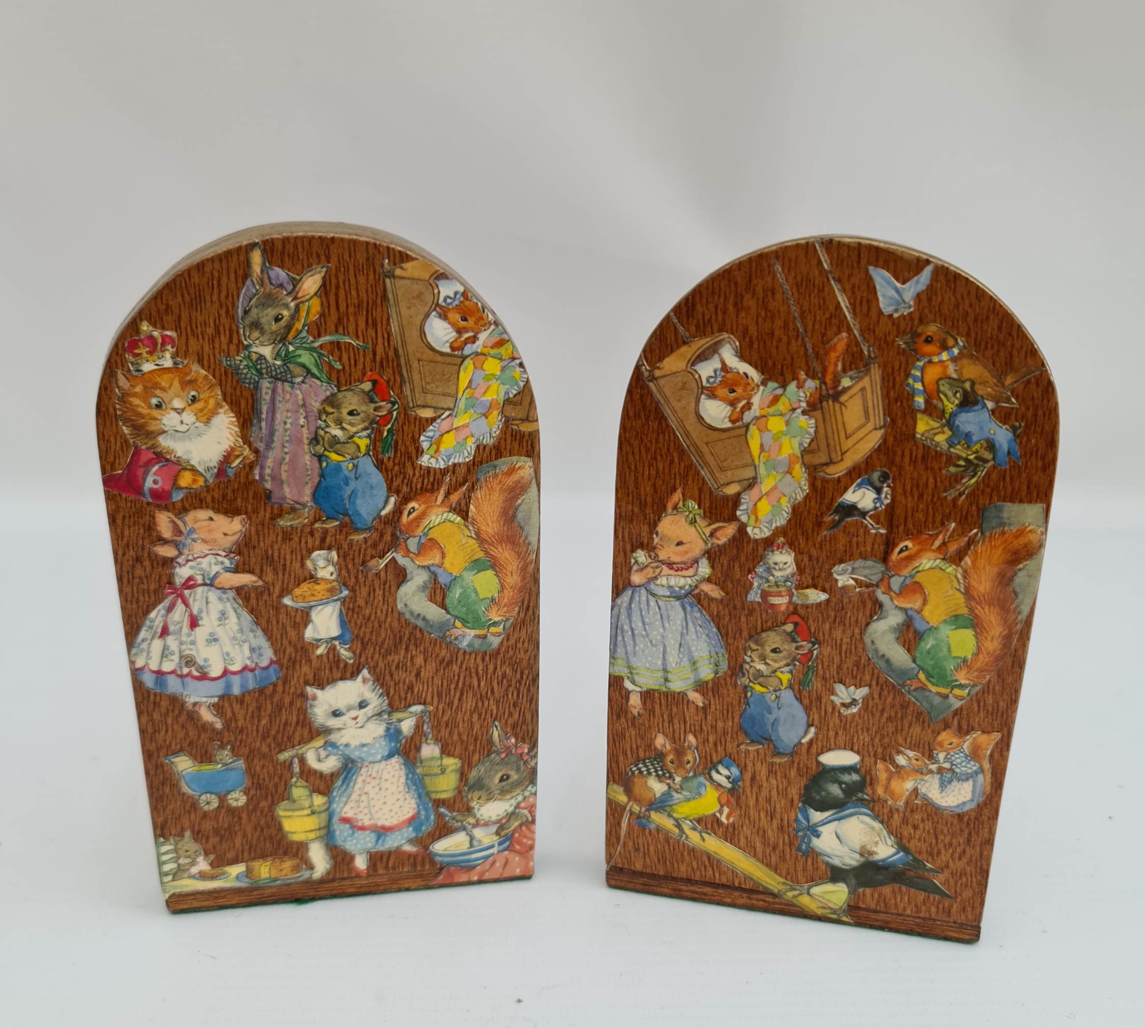 Vintage Pair Decoupage Book Ends Beatrix Potter Themes Vintage Pair Decoupage Book Ends Beatrix