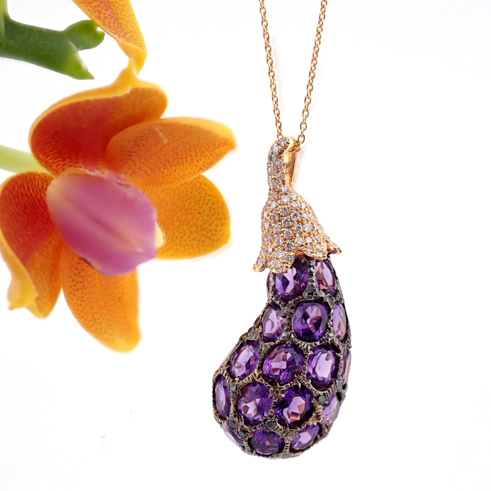 Natural Diamond 18K Rose/Pink Gold Necklace