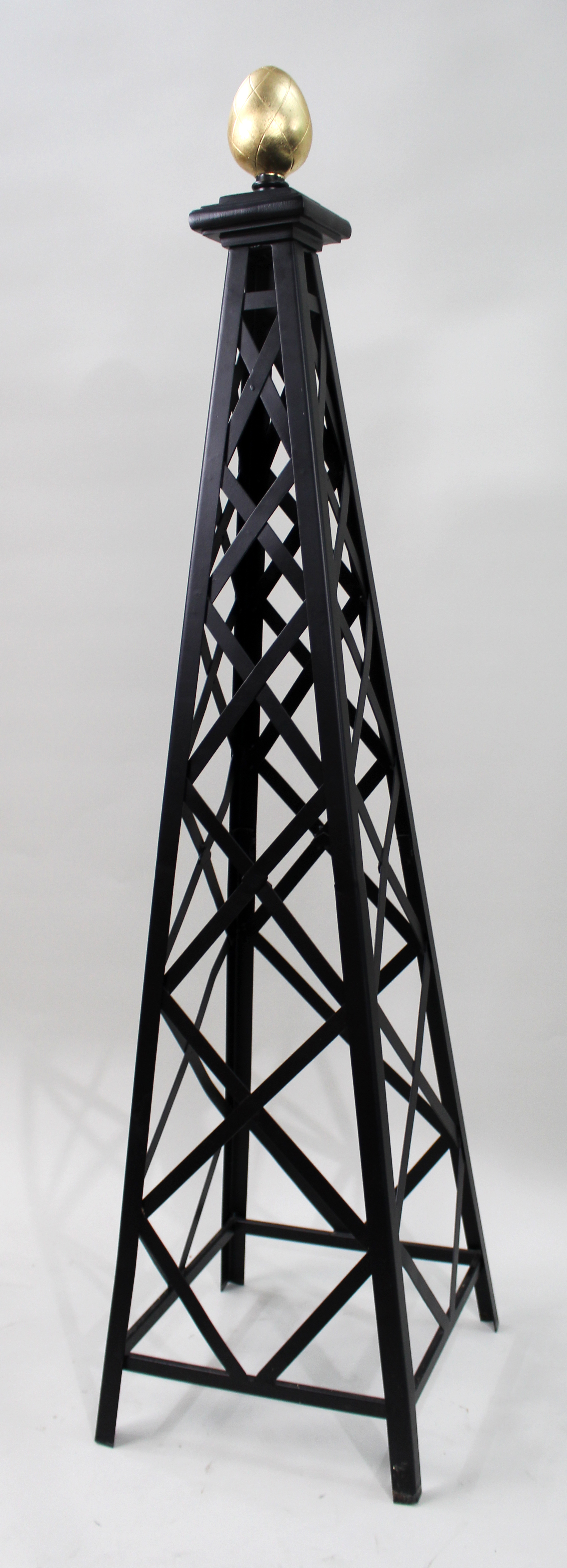 Pair of 5ft Black & Gold Metal Architectural Obelisks