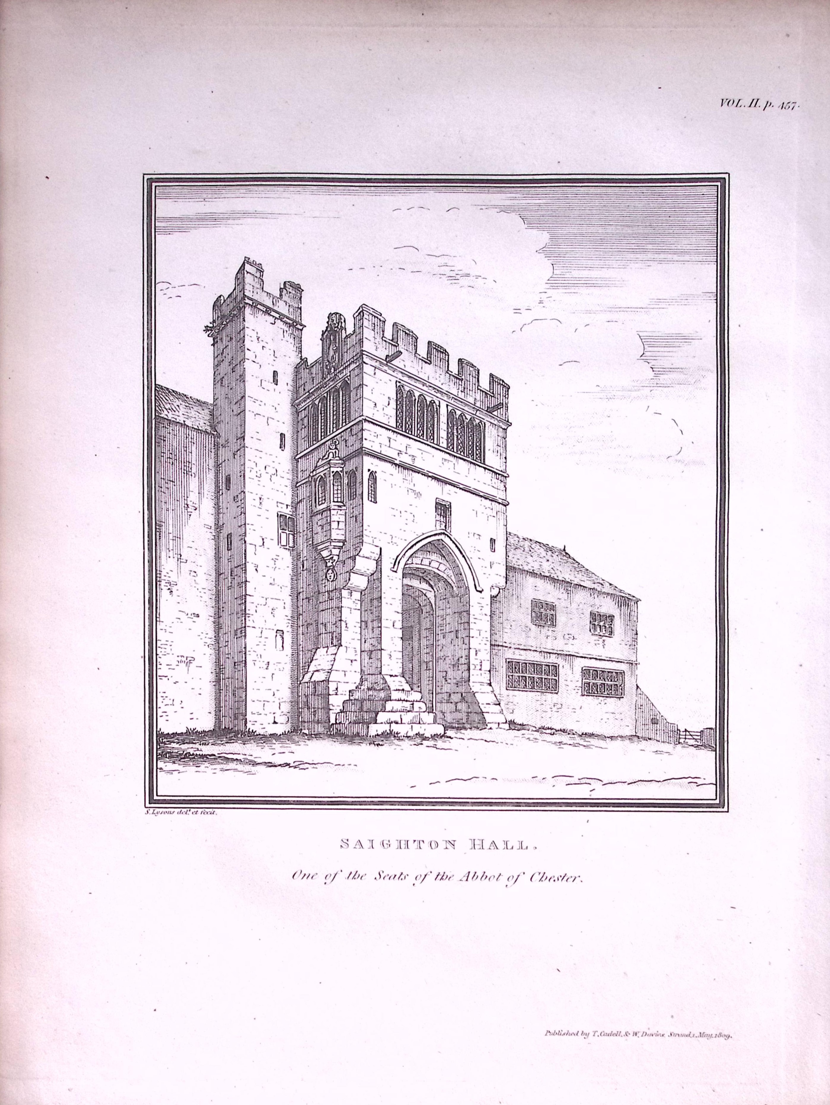 Chester Saighton Hall Antique 216-Year-Old Copperplate Print -5-TR