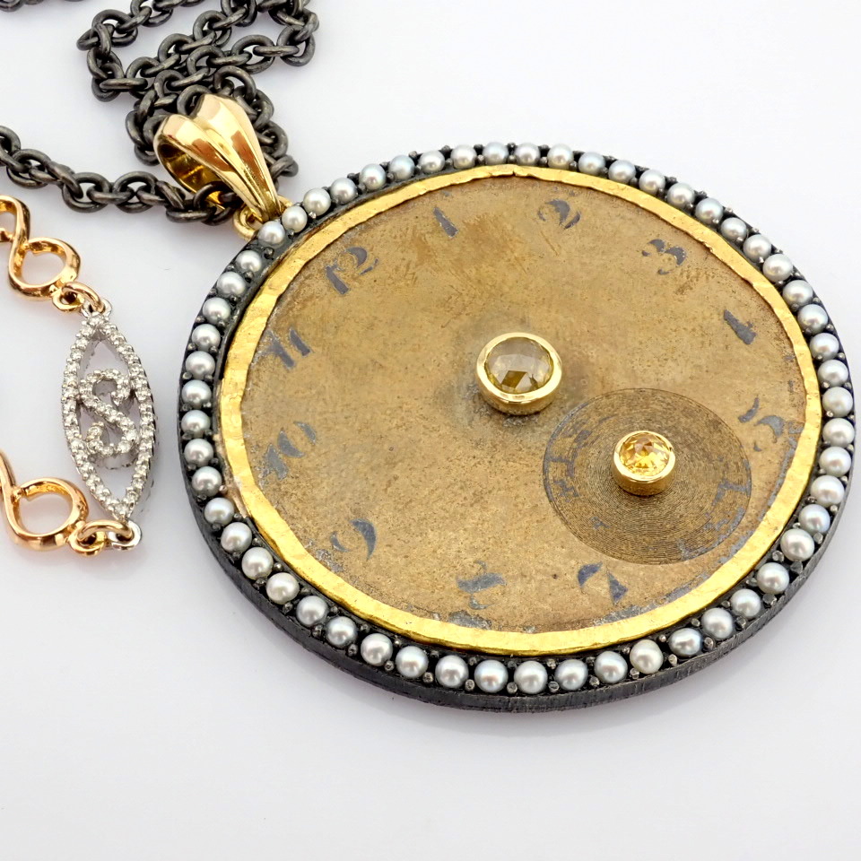 Natural Diamond 18K Yellow Gold Necklace
