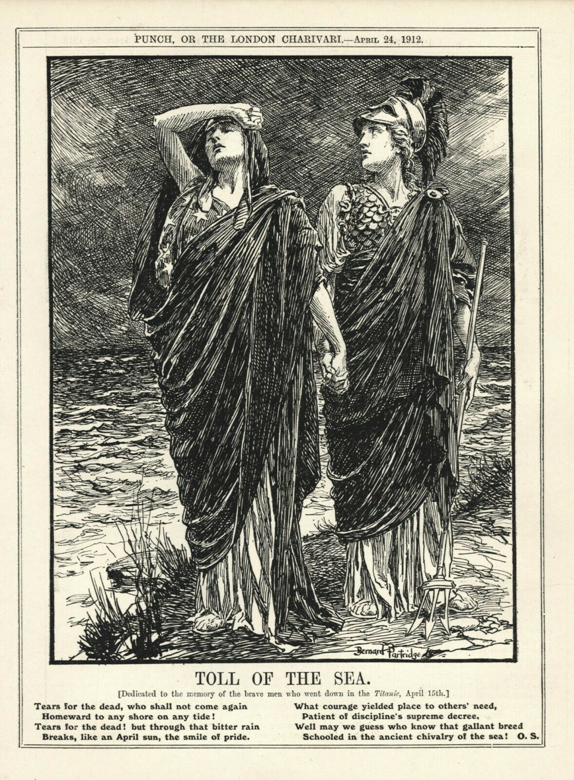 Original Titanic Rare Antique Print Jan-Dec Edition Of Punch 1912A Hard-To-Fine Original Titanic
