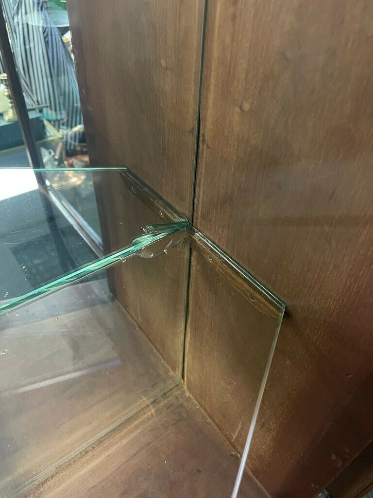 Fine 19th c. Mahogany Inlaid Mirrored Display Cabinet