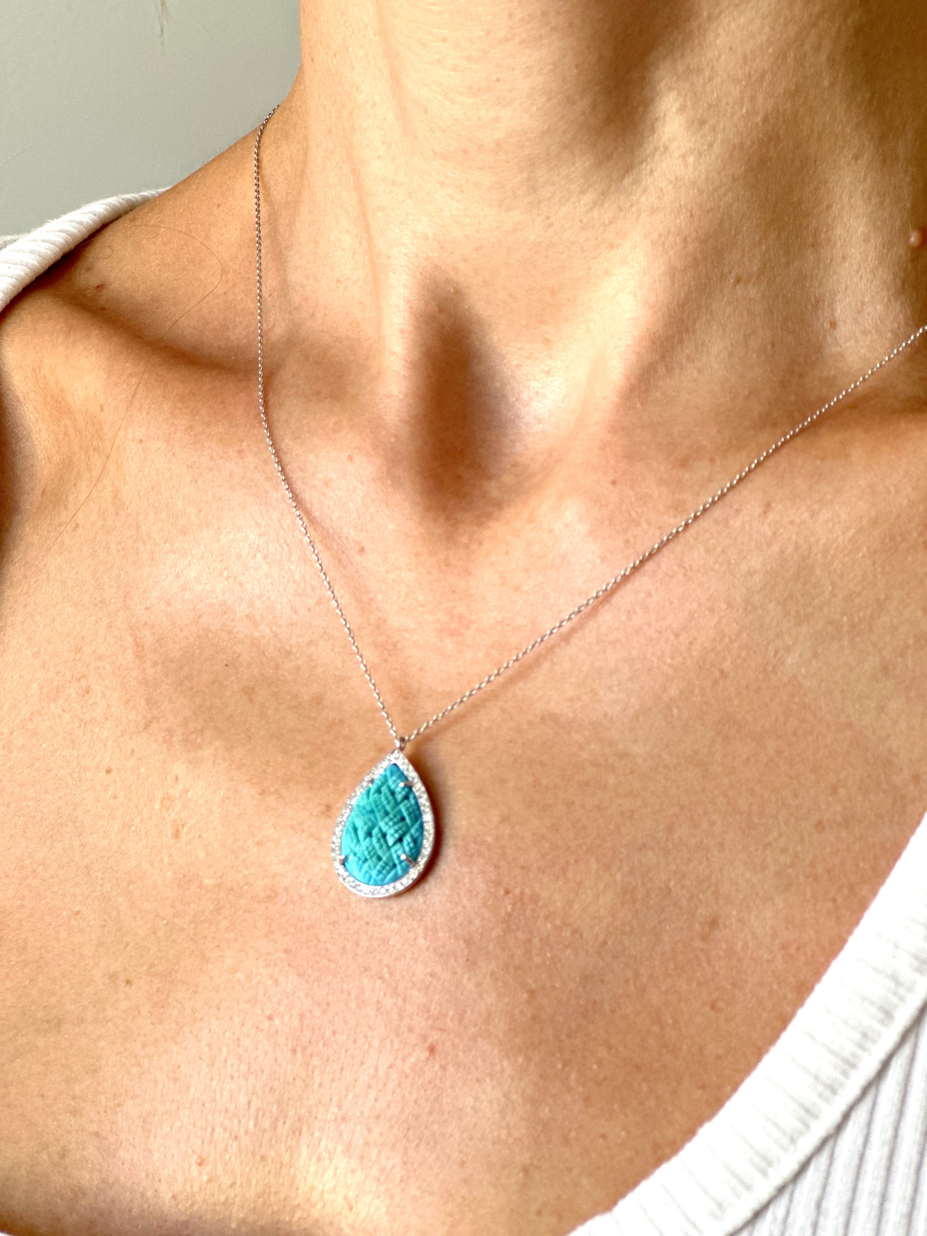 Natural Diamond 18K White Gold Necklace