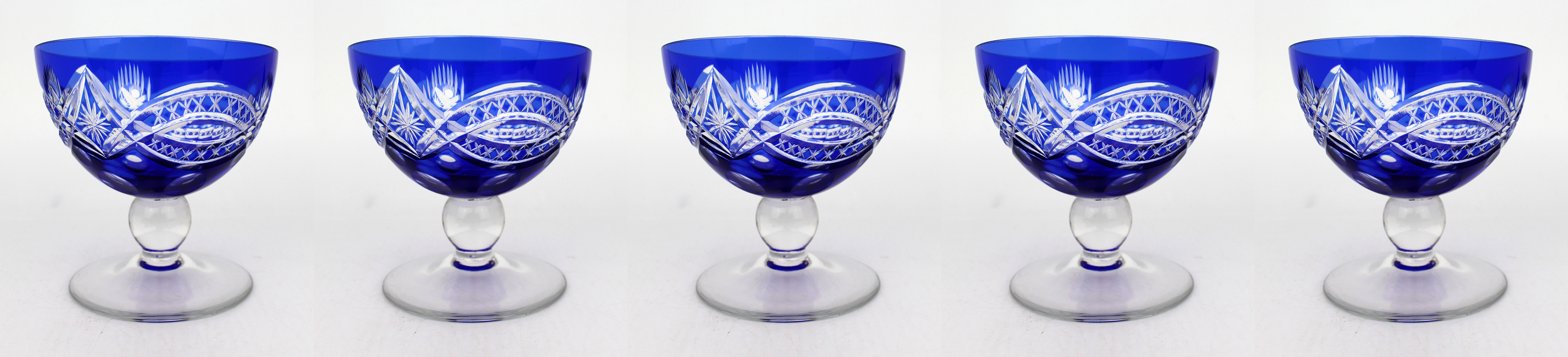Antique Bohemian Cobalt Blue Overlay Cut Crystal Suite, 27 Pieces – Circa 1910