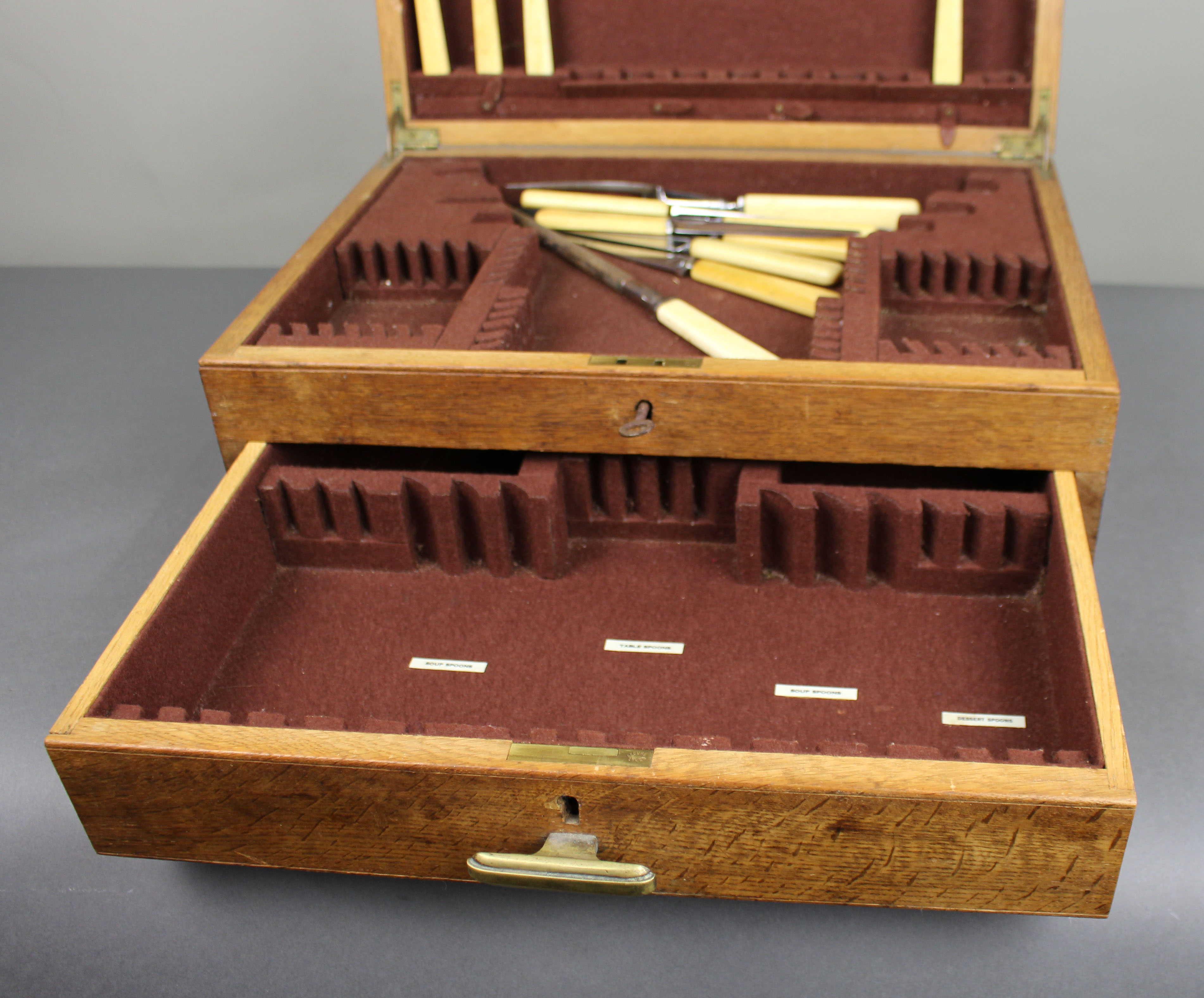 Antique Edwardian Oak Cutlery Box