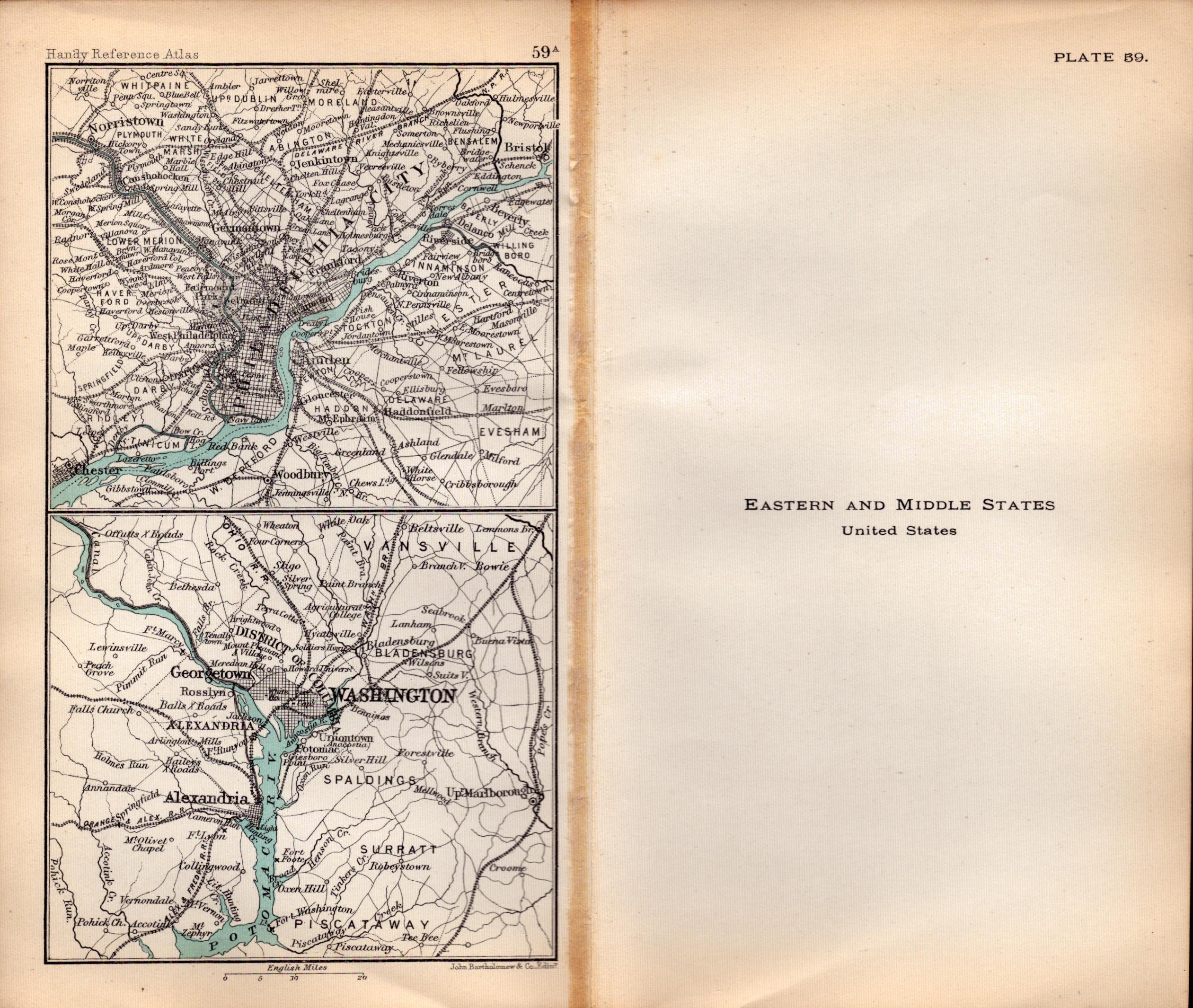 USA Eastern & Middle States Double Sided Victorian Antique 1896 Map.