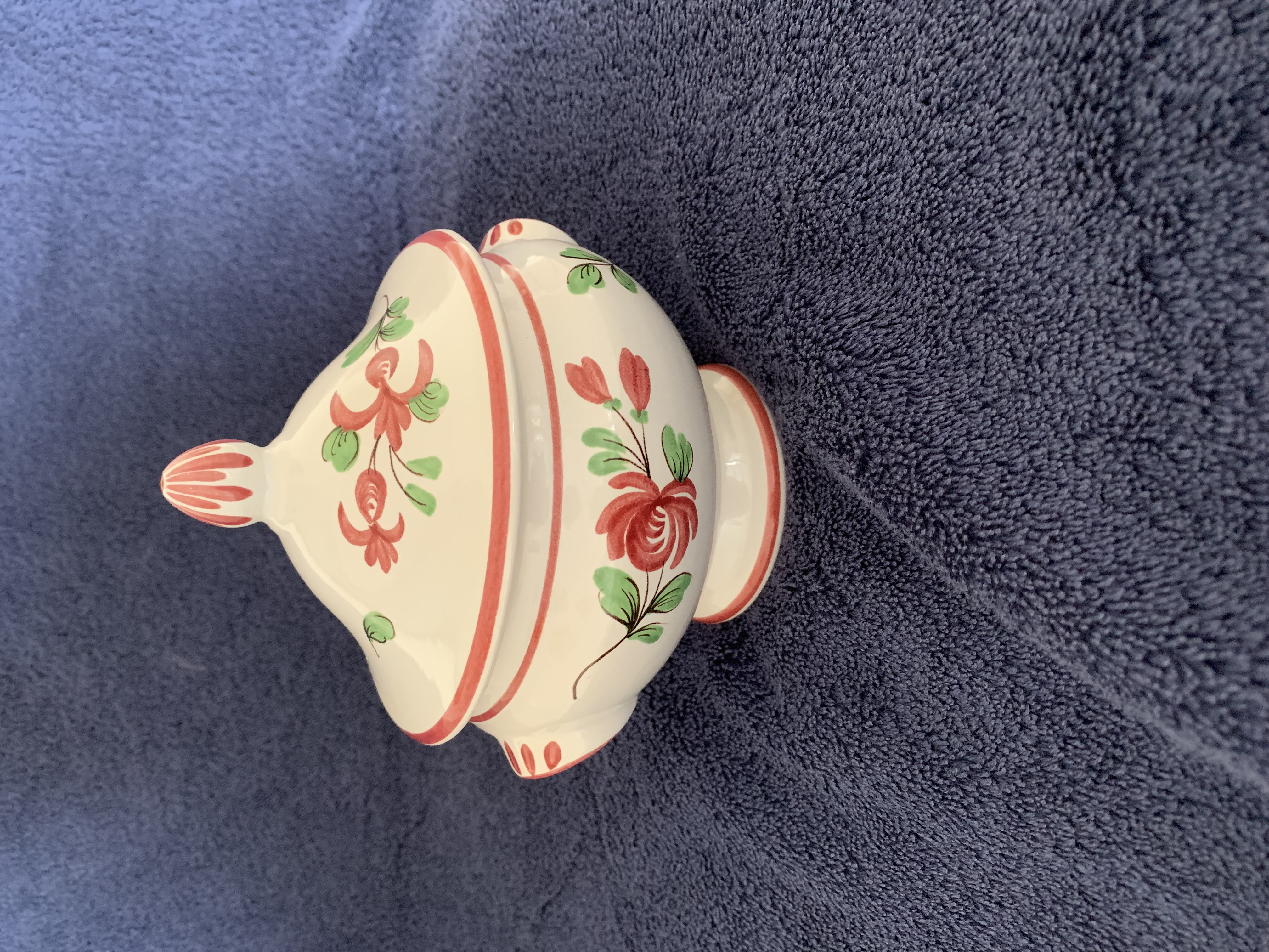 Antique French Sugar Bowl, c1920’s, Fait Main, Faiences d’Art, Strasbourg.