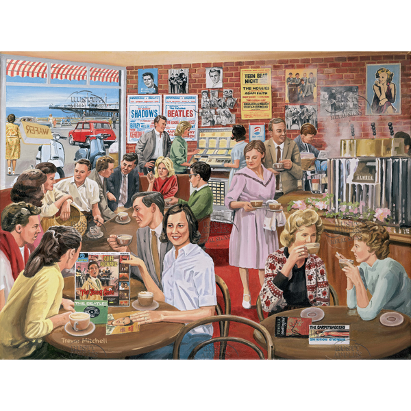 Nostalgic Village Life 60's Brighton Seafront Cafe Metal SignDesigned Nostalgic Views Of Village