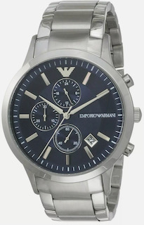Emporio Armani AR11164 Men's Blue Dial Silver Bracelet Chronograph Watch