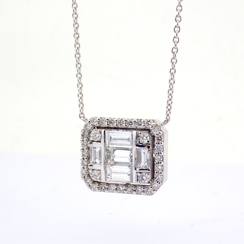 Natural Diamond 18K White Gold Necklace