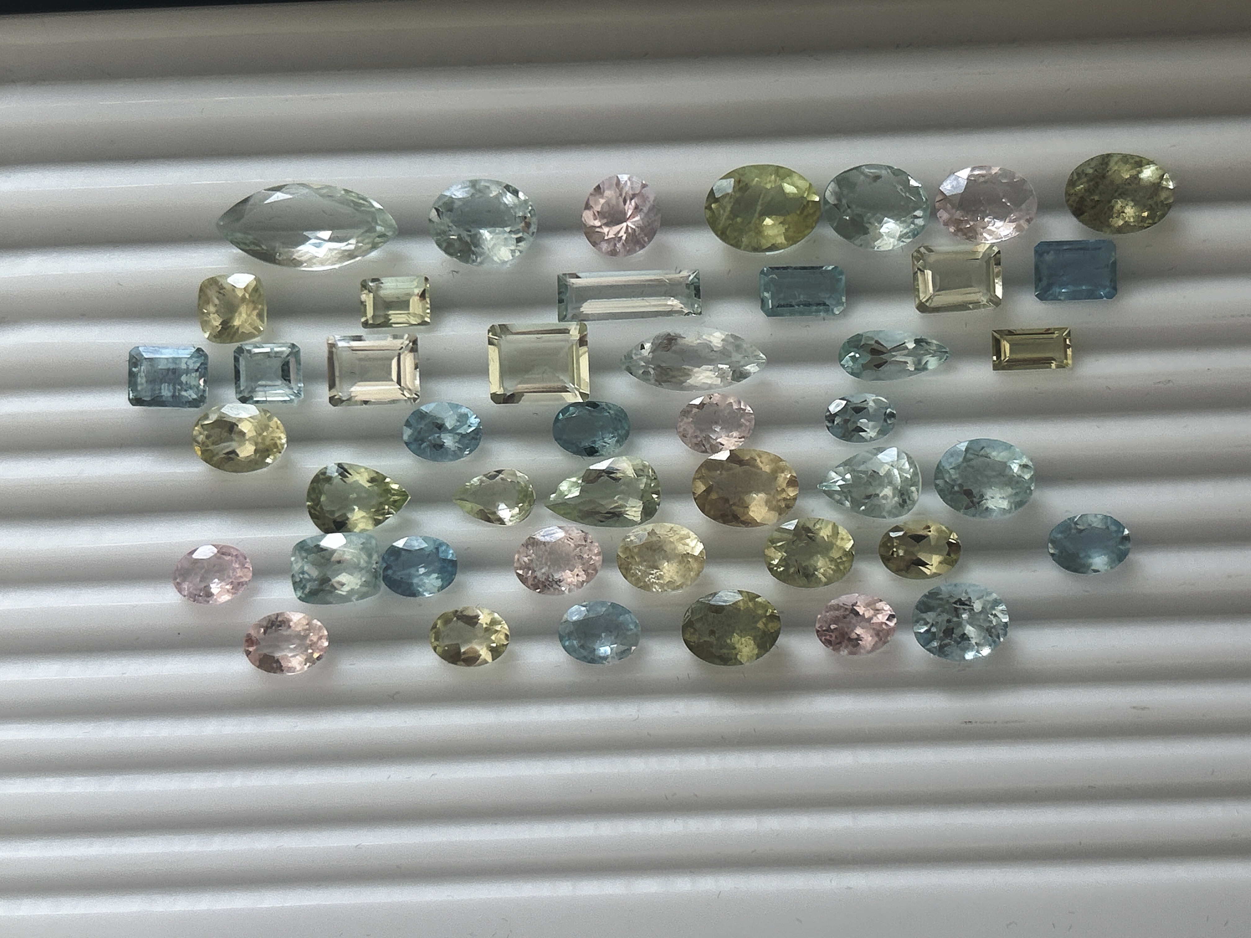72.75ct Natural Blue and Green Aquamarine and Pink Morganite